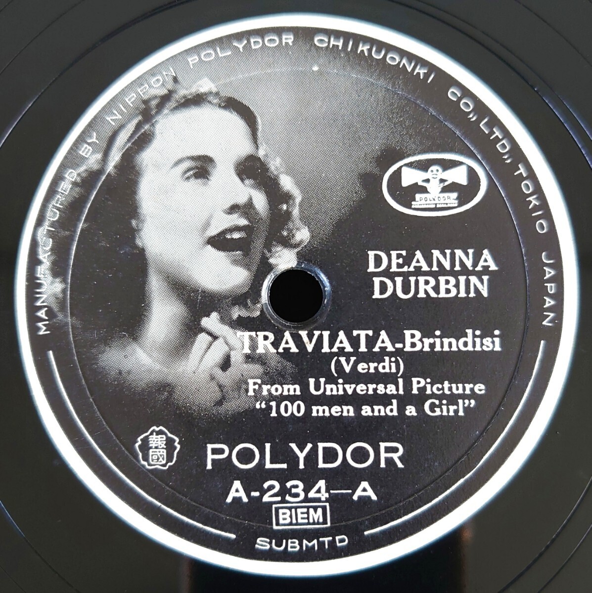 【SP盤レコード】POLYDOR A-234/TRAVIATA - Brindisi/It’s Raing Sunbeams DEANNA DURBIN-ディアナ・ダービン拍卖