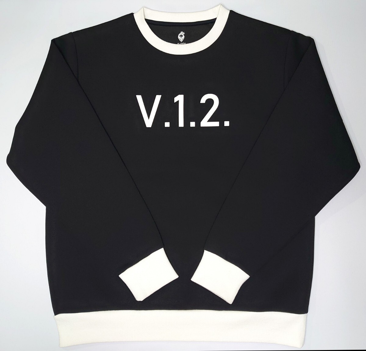 【XL】V12-ヴィトゥエルブ/メンズ レディース TEAM CREW ストレッチダンボールニット/クルーネックスウェット/ブラック-黒/ゴルフウェア拍卖