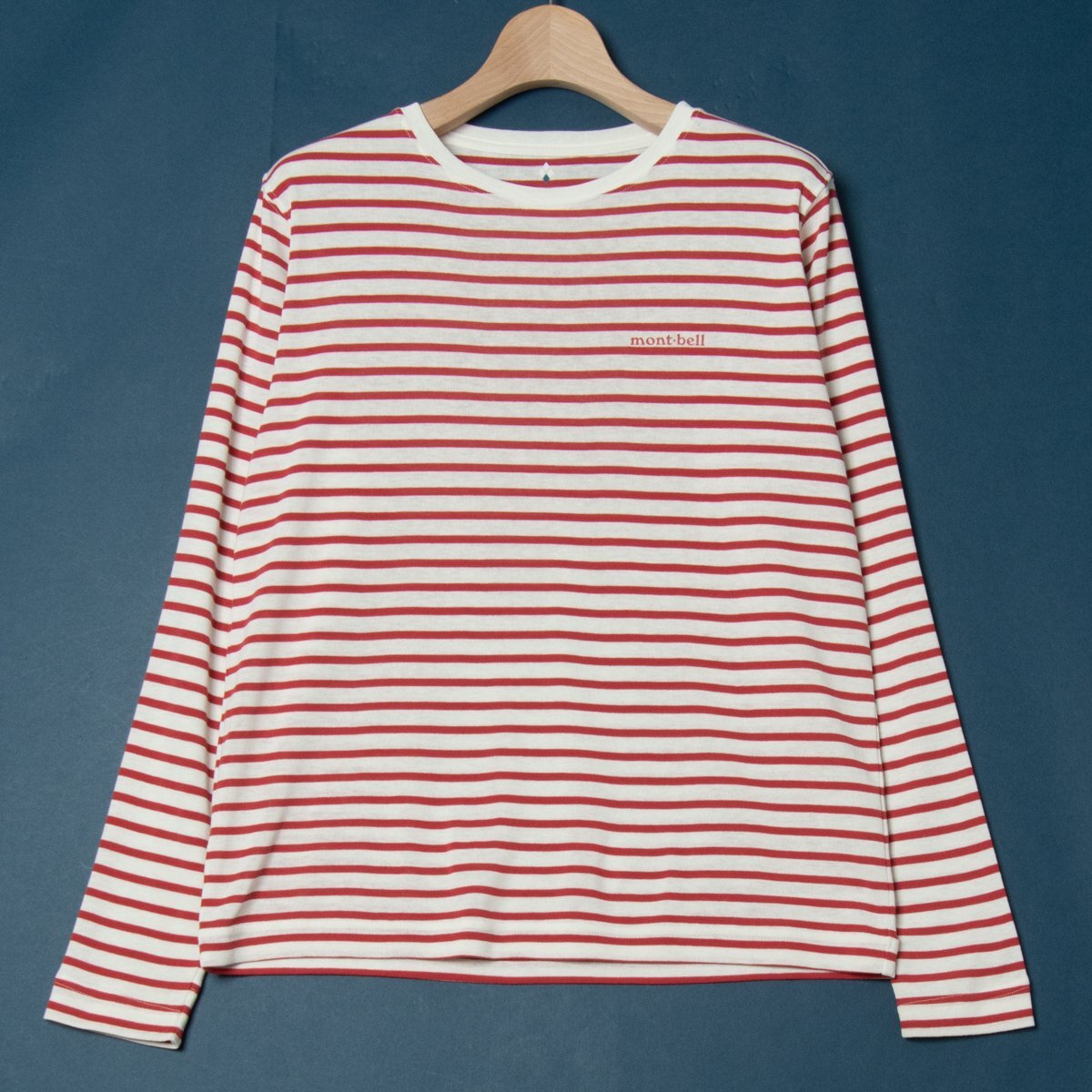メール便◯ mont-bell モンベル ボーダー長袖Tシャツ カットソー トップス ポリエステル ストレッチ UVカット カジュアル 白×赤 160 Kid's拍卖