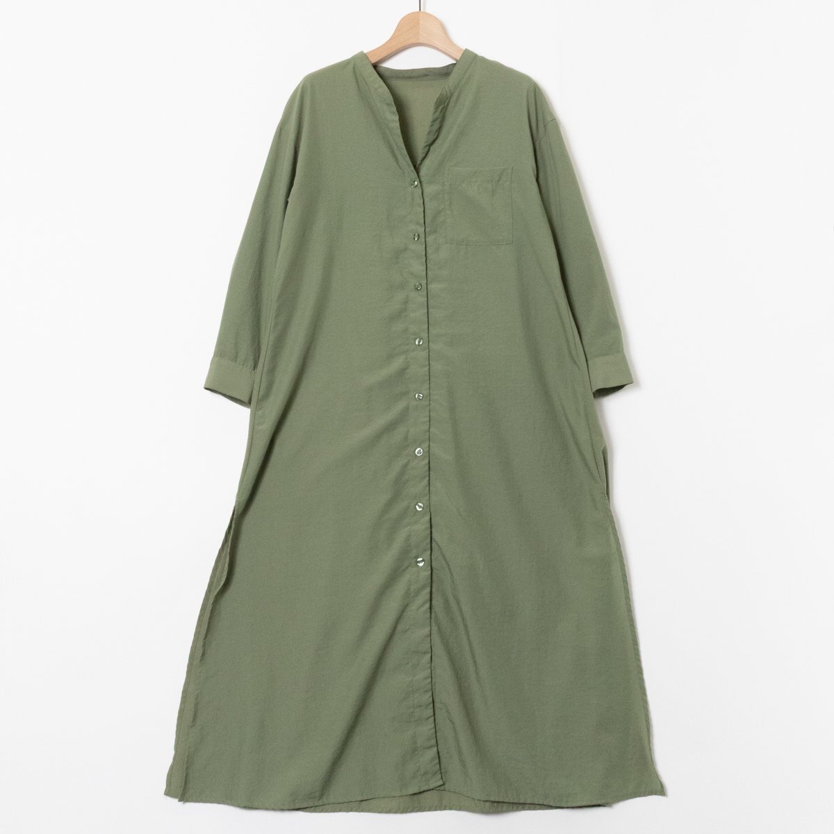 NATURAL BEAUTY BASIC 長袖シャツワンピース ナチュラルビューティーベーシック ロング丈 綺麗め 上品 ポリ100% 羽織り 春秋 S レディース拍卖