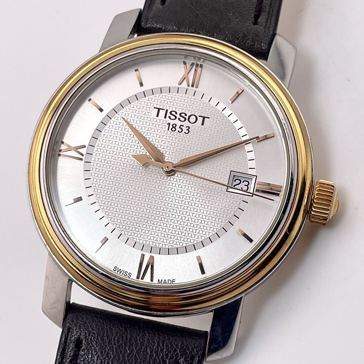 【新品電池/ベルト/稼働】TISSOT/ティソ ブリッジポート ゴールドウォッチ 時計 メンズ 40mm ドレスウォッチ quartz/クオーツ ギョウシェ拍卖
