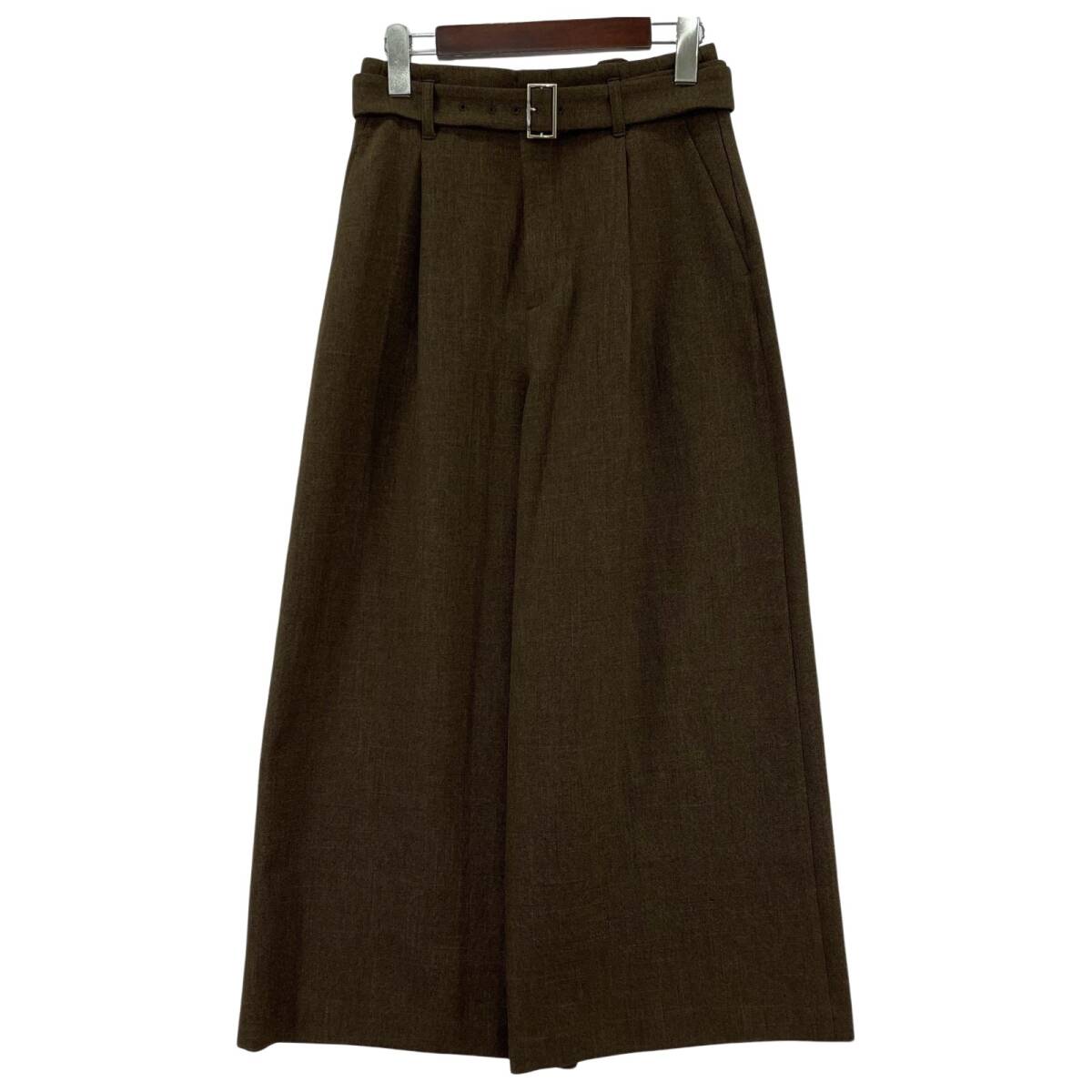UNTITLED アンタイトル ベルト付き タックワイド パンツ size1/ブラウン系拍卖
