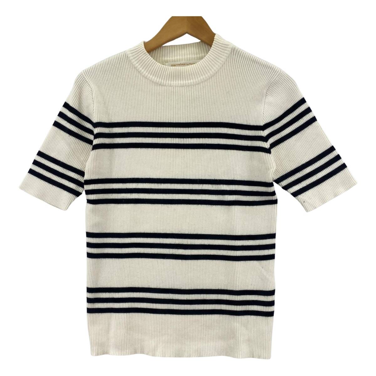marvelous by Pierrot マーベラス バイ ピエロ 5分袖 ボーダー カットソー sizeL/ブラック×ホワイト拍卖