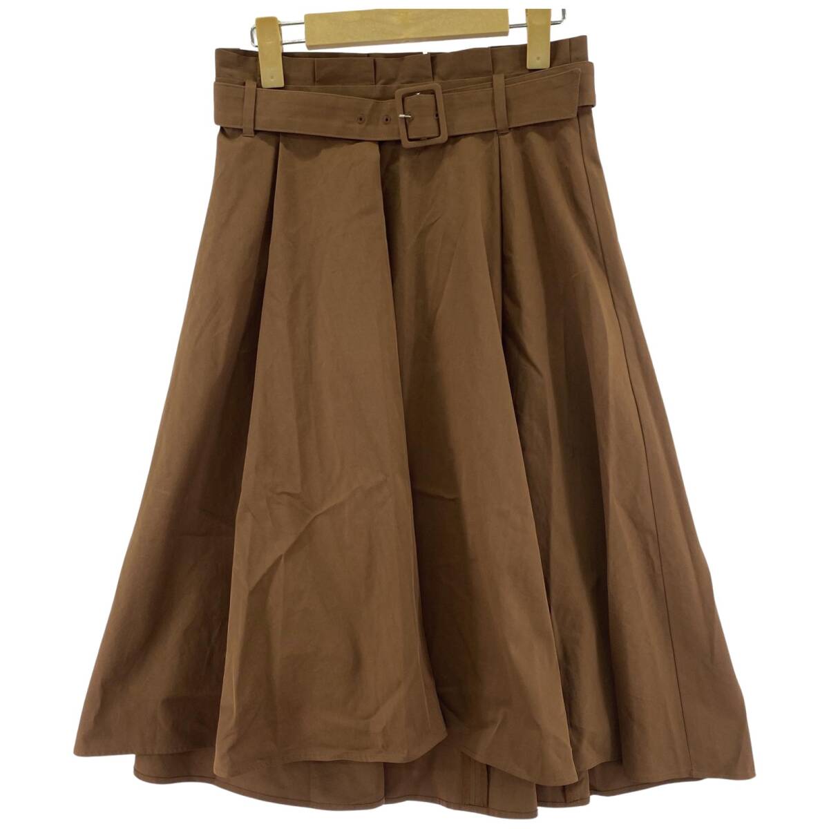 JUSGLITTY ジャスグリッティー ベルト付き タック スカート size2/ブラウン拍卖