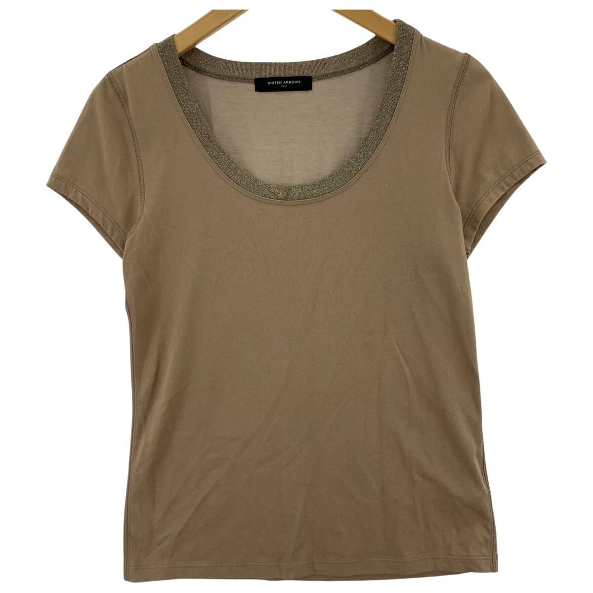 UNITED ARROWS TOKYO Uネック フレンチスリーブ カットソー size表記なし/ライトモカブラウン系 ゆうパケットOK拍卖