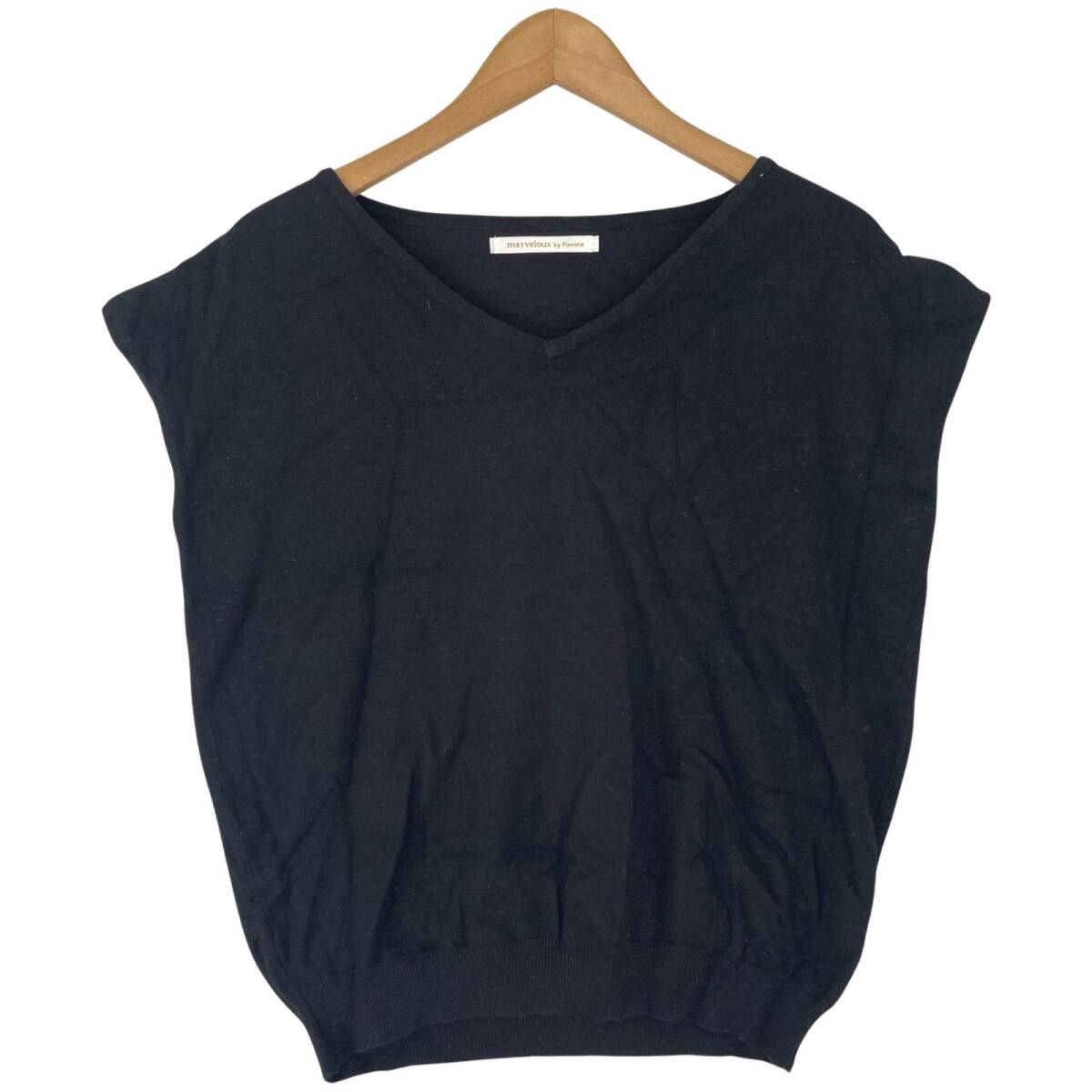 marvelous by Pierrot マーベラス バイ ピエロ Vネック カットソー sizeM/ブラック ゆうパケットOK拍卖