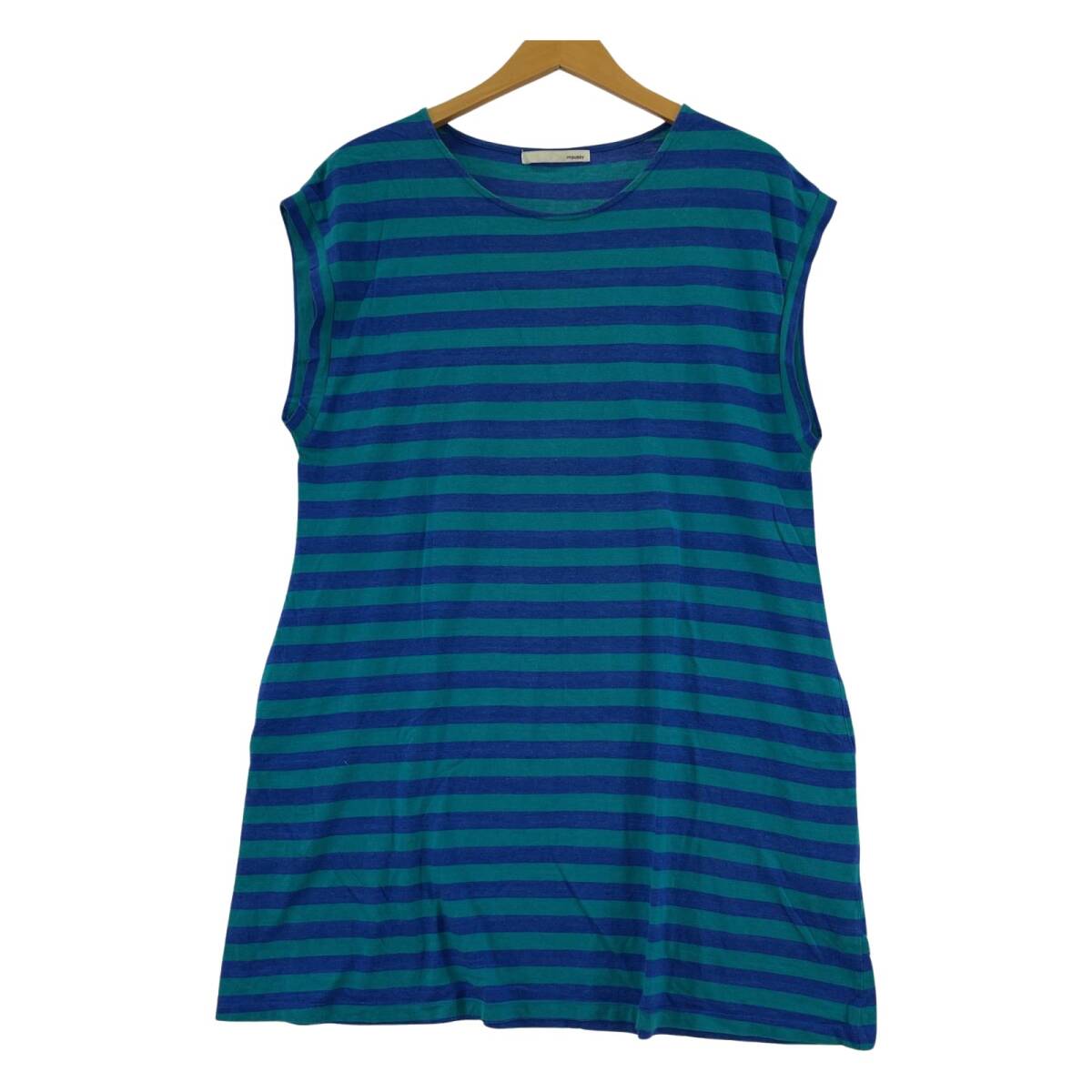 MOUSSY マウジー ボーダー フレンチスリーブ ワンピース sizeFREE/ブルー系 ゆうパケットOK拍卖