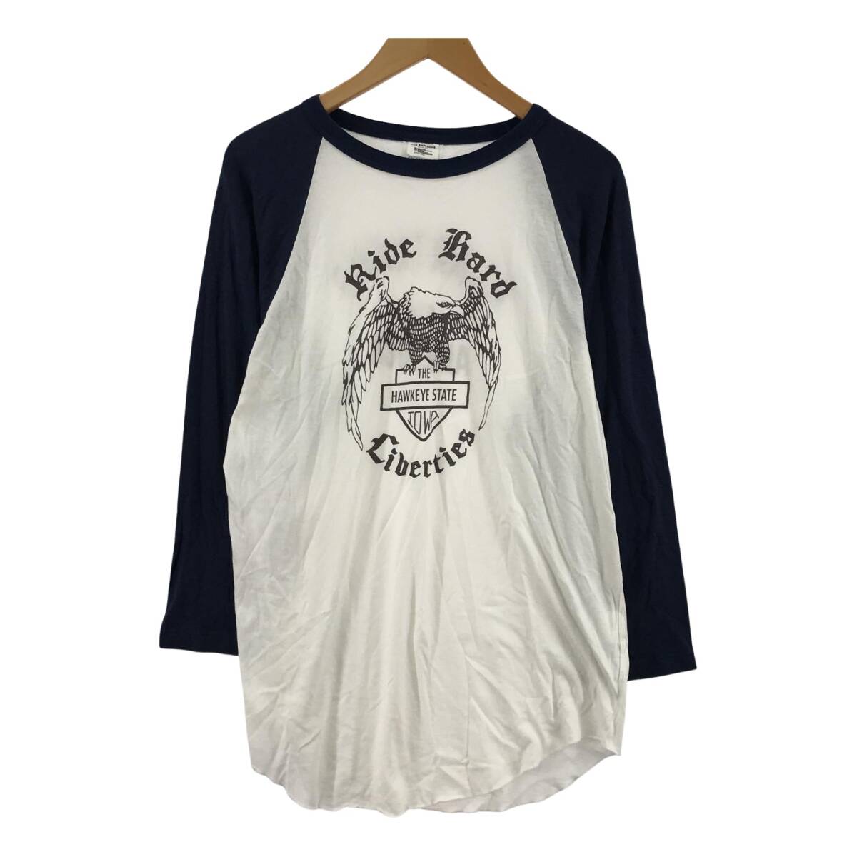 THE SHINZONE ザ シンゾーン 24SMSCU11 HAWKEYE ラグラン 長袖Tシャツ sizeF0/オフホワイト×ネイビー ゆうパケットOK拍卖