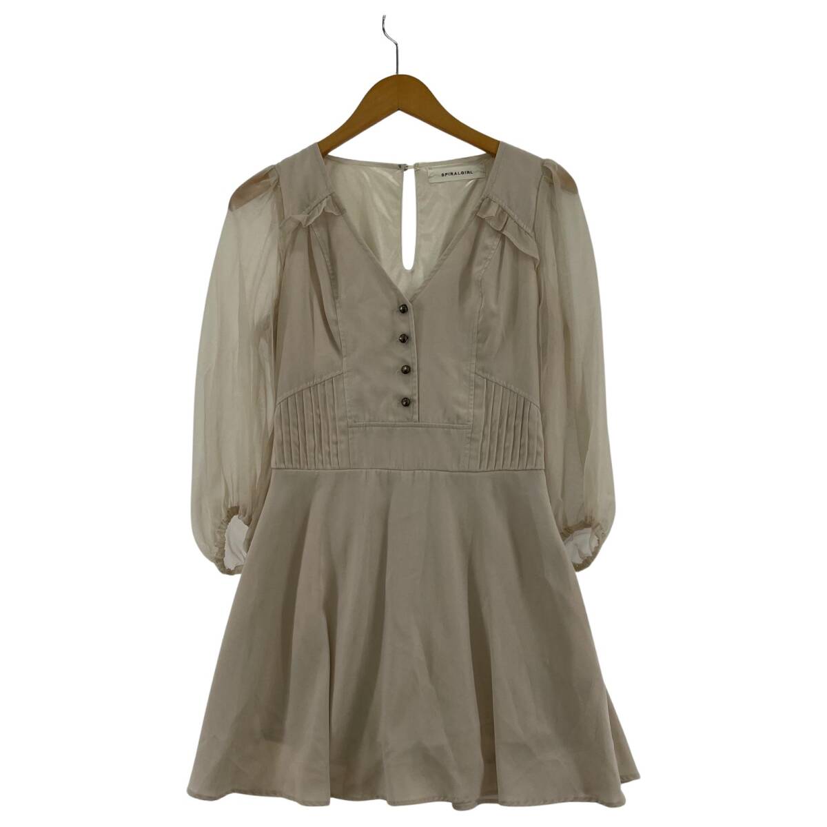 SPIRALGIRL スパイラルガール パンツ シアースリーブ ミディ ワンピース size2/ベージュ拍卖