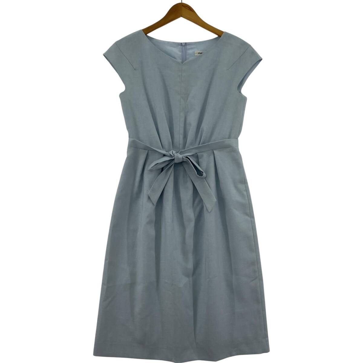 STRAWBERRY-FIELDS ストロベリーフィールズ Vネックリボン ワンピース size1/ライトブルー拍卖