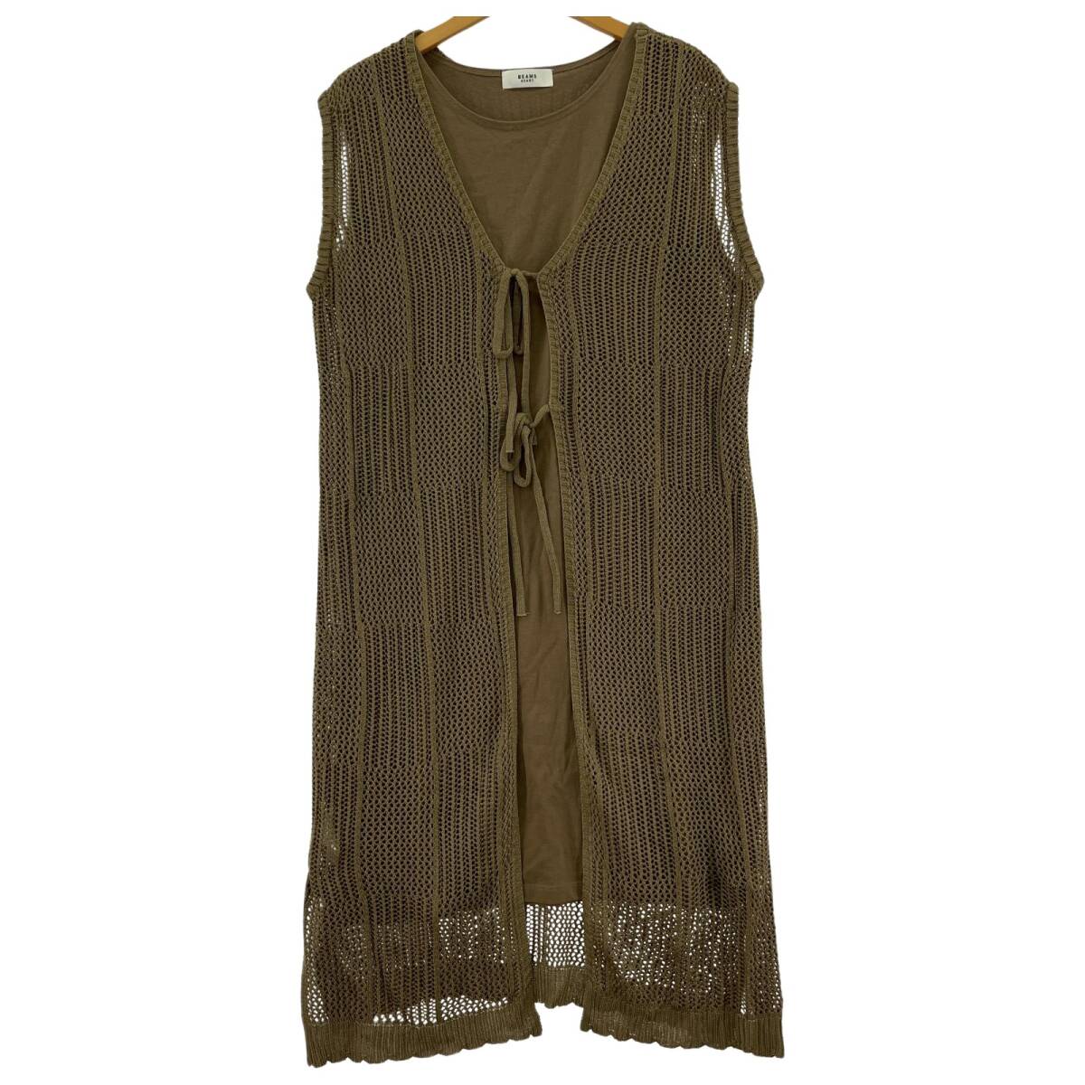 BEAMS HEART ビームスハート 3WAY ブロックメッシュ ワンピース size表記なし/ダークベージュ拍卖