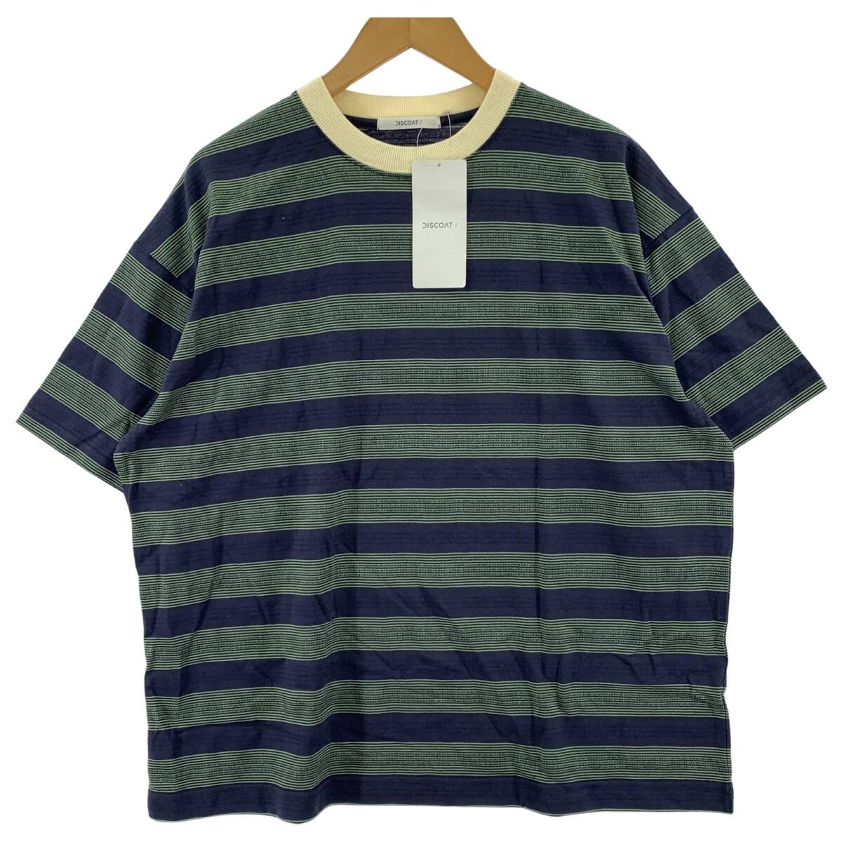 DISCOAT ディスコート タグ付き ボーダー 半袖Tシャツ sizeM/ネイビー拍卖