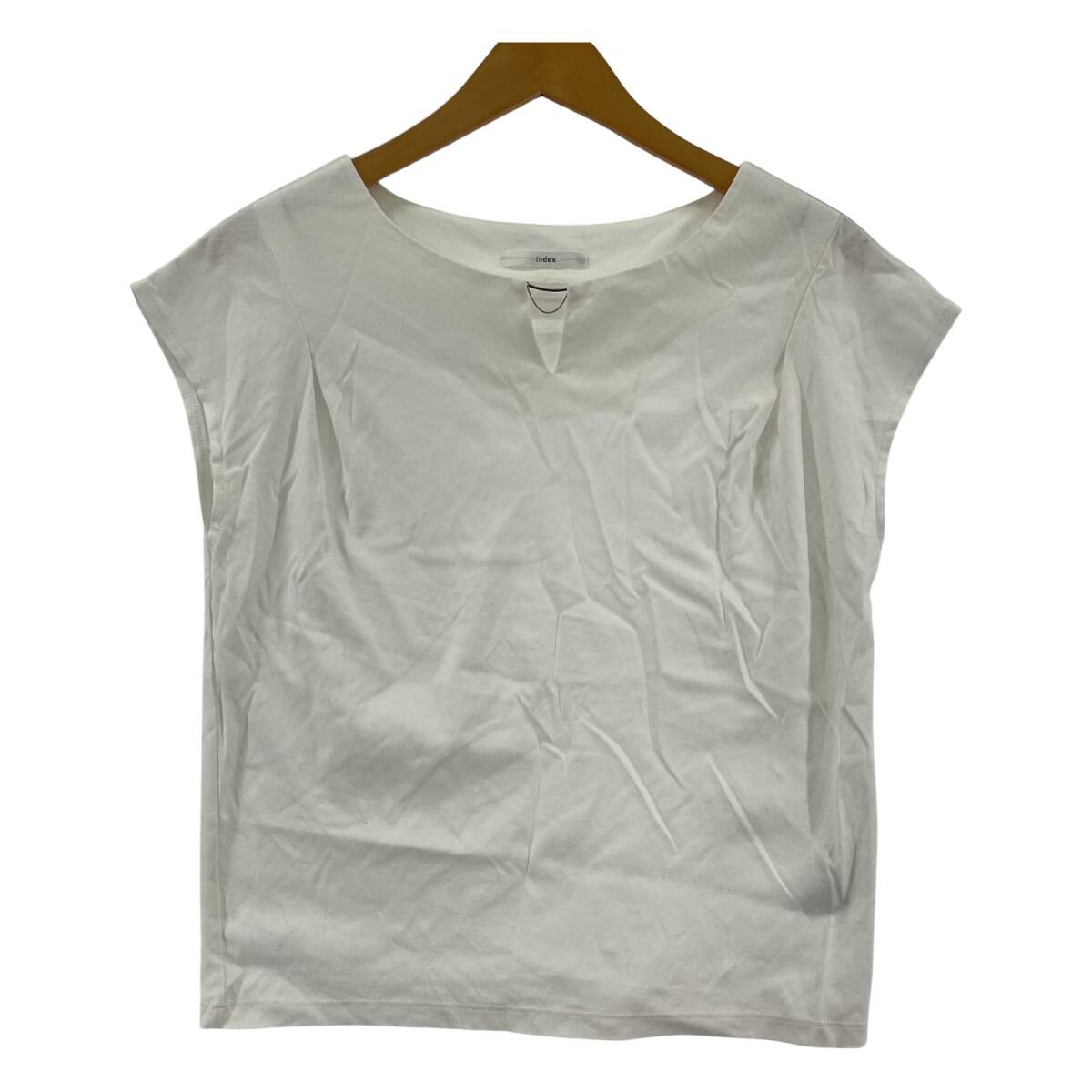 index インデックス フレンチスリーブ キーネック カットソー sizeS/ホワイト ゆうパケットOK拍卖