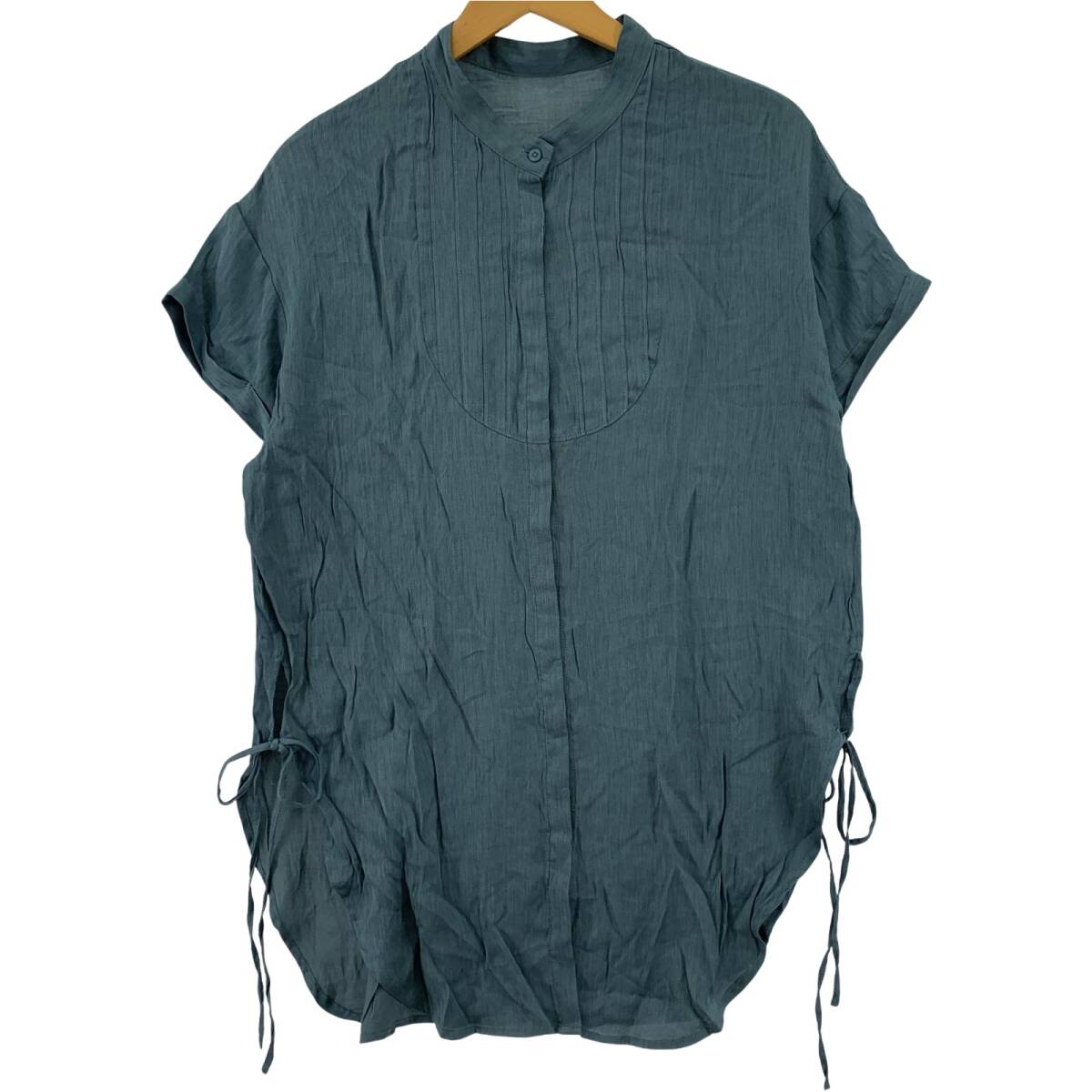 DISCOAT ディスコート バンドカラー サイドスリット チュニック sizeF/グリーン系 ゆうパケットOK拍卖