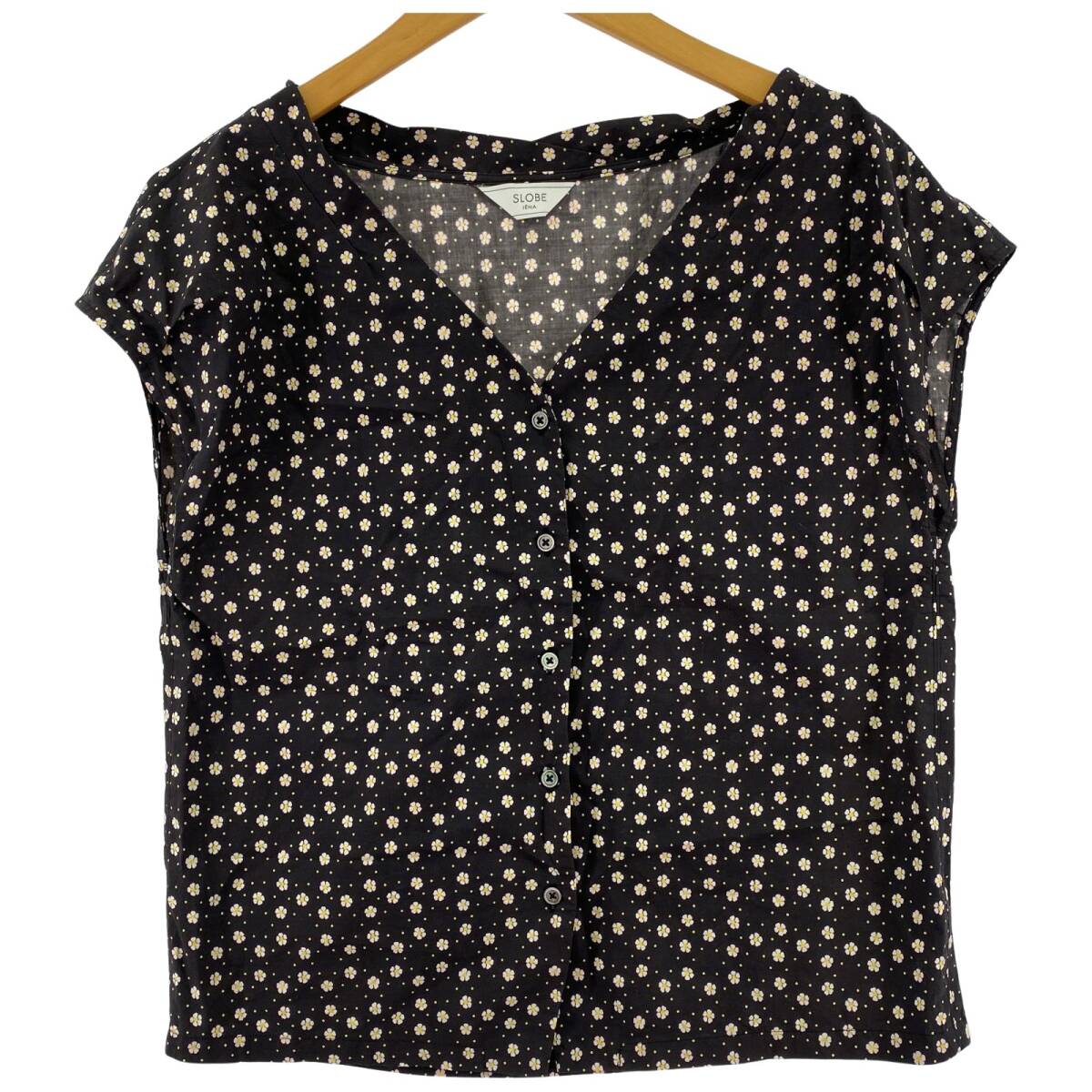 SLOBE IENA スローブ イエナ フレンチスリーブ 総柄 ブラウス size表記なし/ブラック系 ゆうパケットOK拍卖