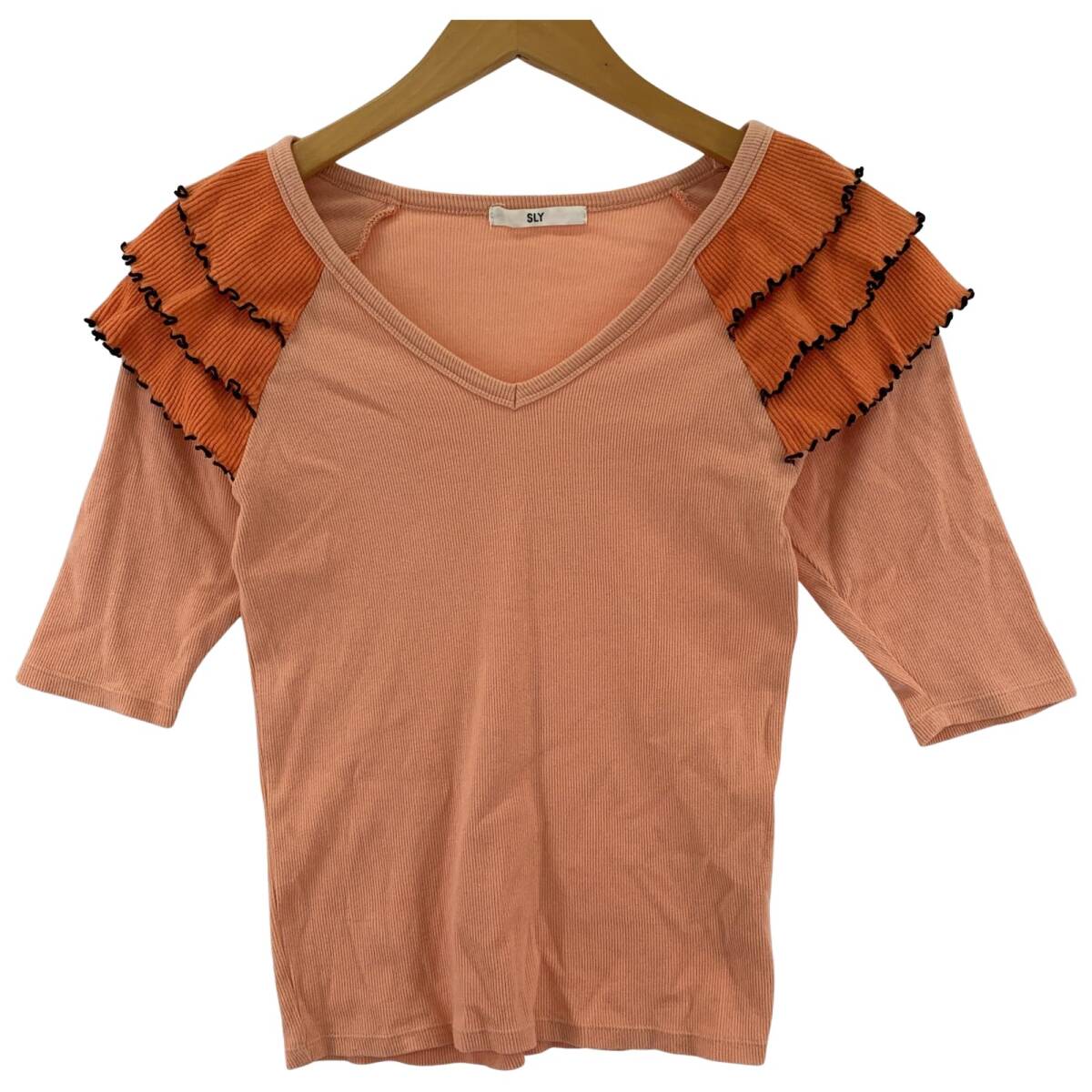 SLY スライ フリル リブ ニット size1/サーモンピンク ゆうパケットOK拍卖