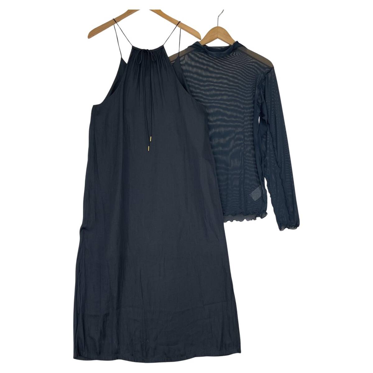 KBF ケイ・ビイ・エフ シアー長袖カットソー セットアップ (ワンピース) sizeOne/ネイビー拍卖