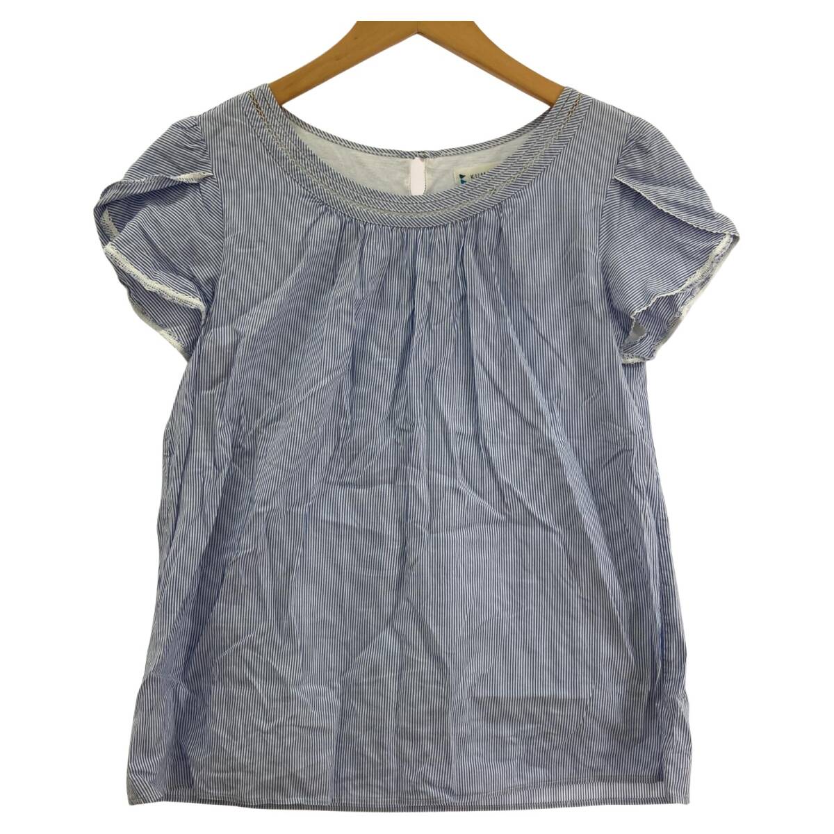 KUMIKYOKU 組曲 ストライプ ボートネック カットソー sizeS2/ホワイト×ブルー ゆうパケットOK拍卖