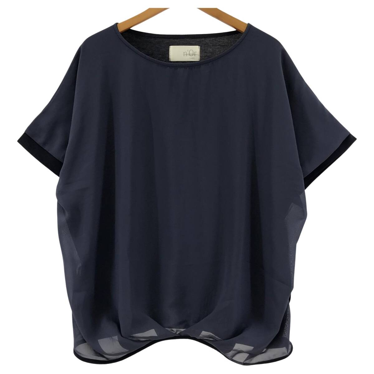 n'Or LABEL ノアールレーベル 異素材切替 チュニック sizeF/ネイビー系 ゆうパケットOK拍卖