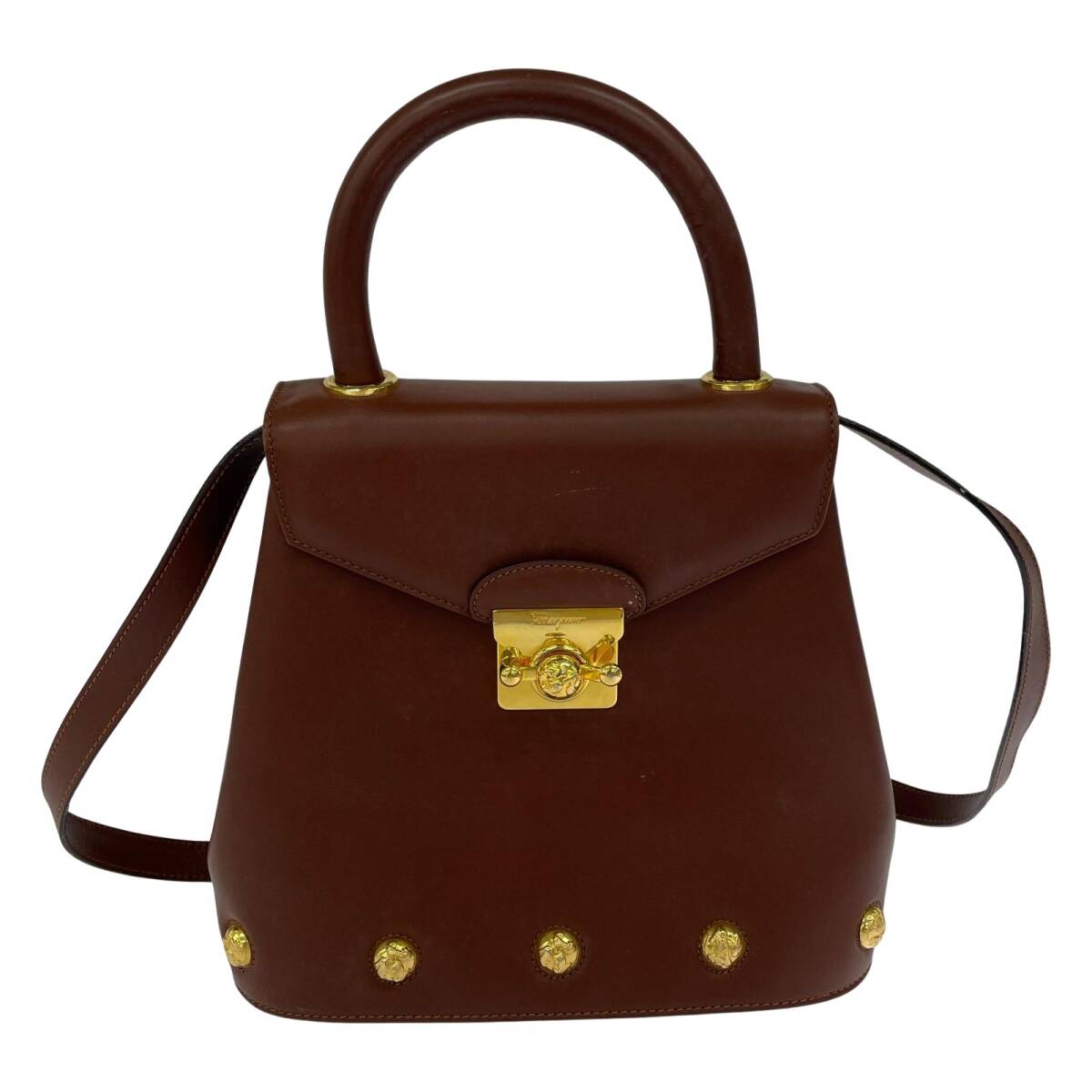 Salvatore Ferragamo サルヴァトーレフェラガモ ロゴ 2way ショルダー ハンドバッグ/ブラウン拍卖