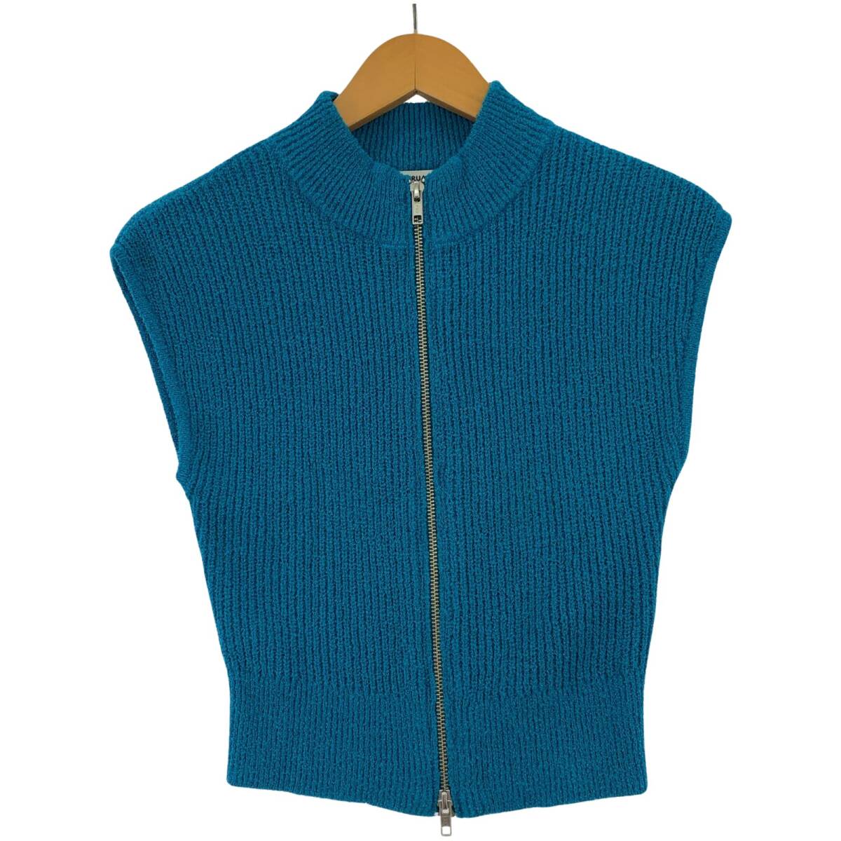 MURUA ムルーア フロントジップ ニット タンクトップ sizeF/ブルー系 ゆうパケットOK拍卖
