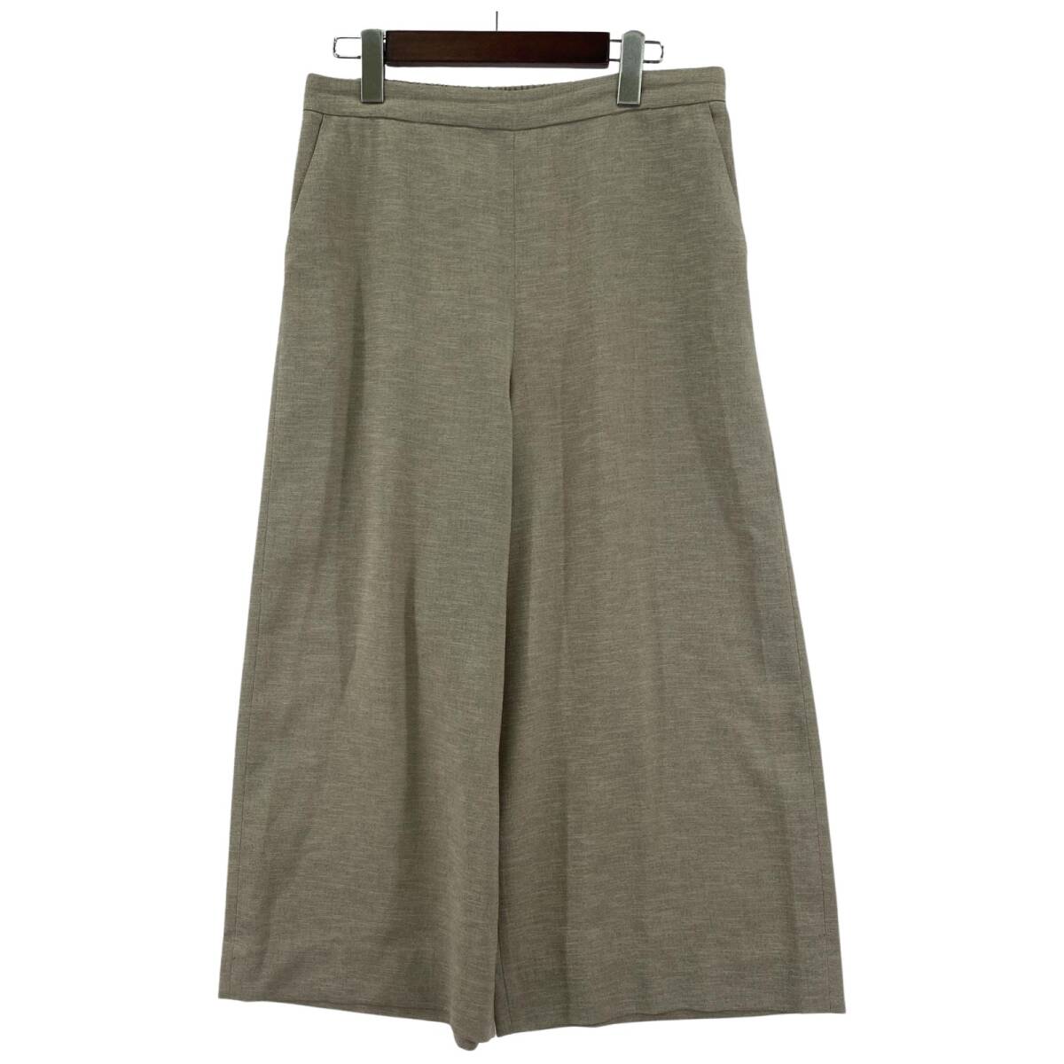INDIVI インディヴィ クロップド丈 ワイド パンツ size41/ベージュ系拍卖