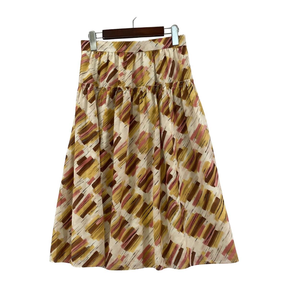 UNTITLED アンタイトル フレア スカート size2/ピンク×ブラウン ゆうパケットOK拍卖