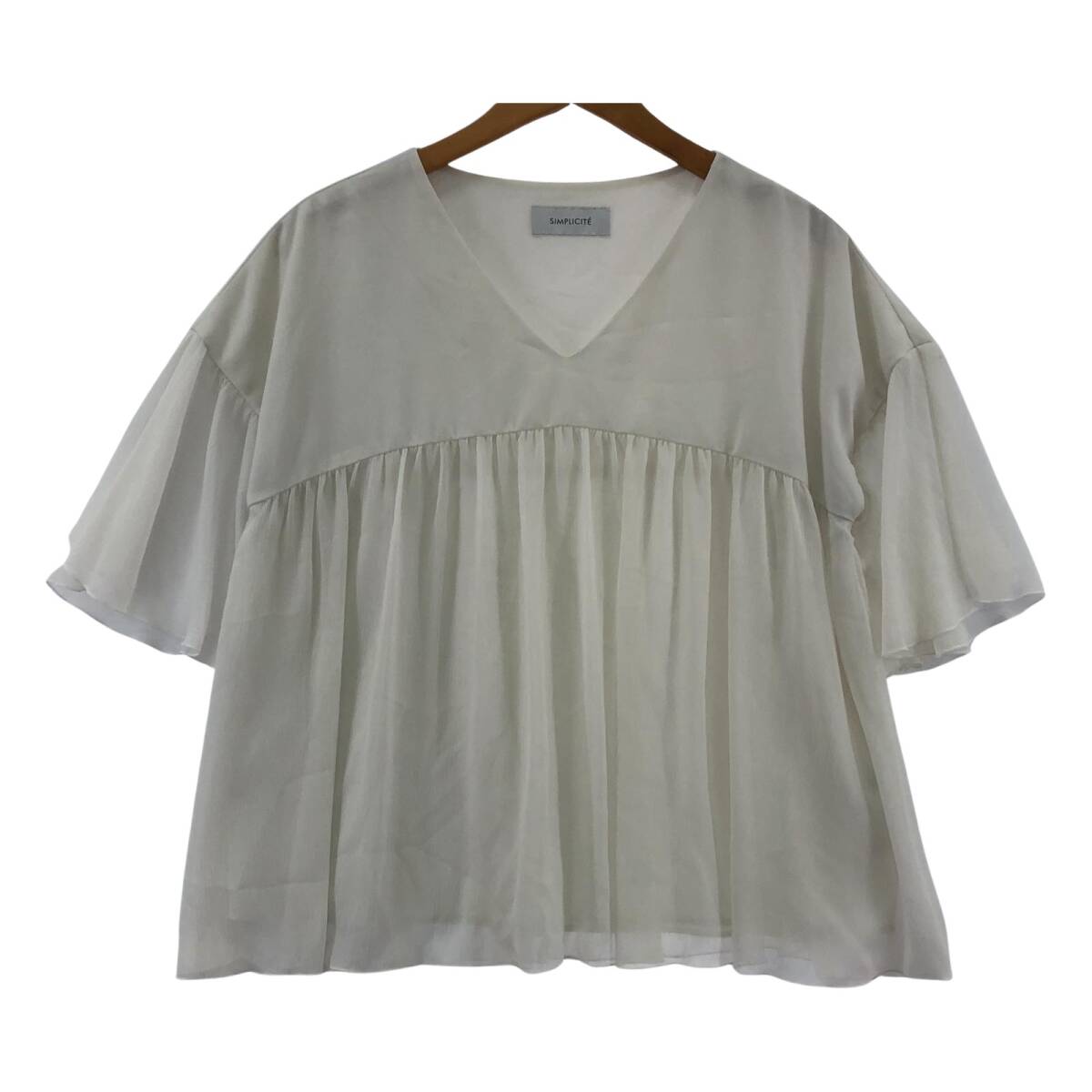 simplicite シンプリシテェ 異素材切替 チュニック sizeF/ホワイト ゆうパケットOK拍卖