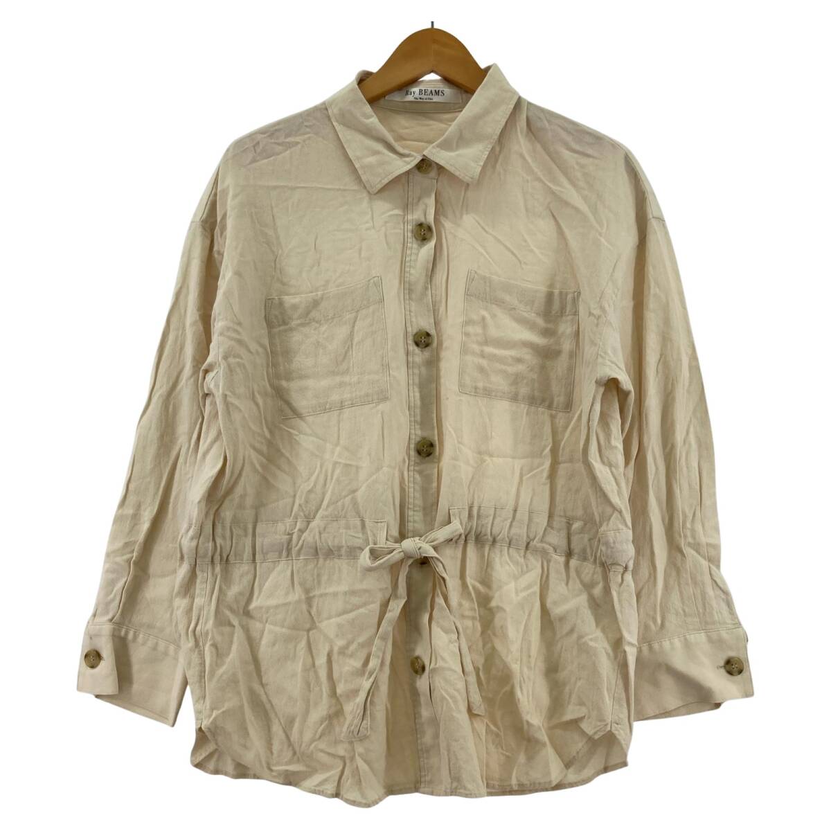Ray BEAMS レイビームス ウエスト絞り 長袖シャツ size表記なし/ライトベージュ拍卖