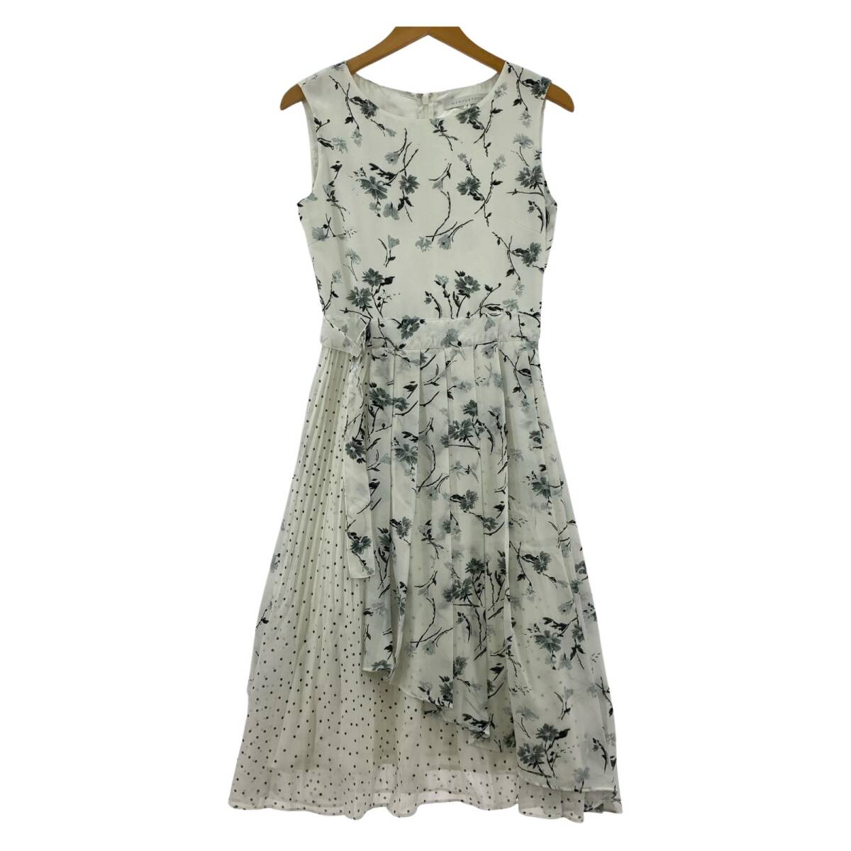 MERCURYDUO マーキュリーデュオ 花柄 ドット 切替 プリーツ ワンピース sizeF/ホワイト系拍卖