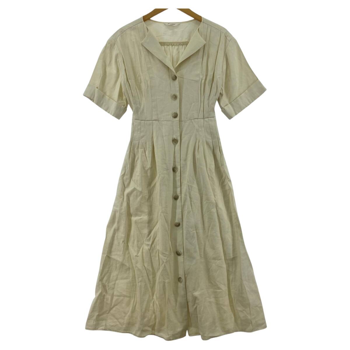 MOUSSY マウジー Vネック フレア シャツ ワンピース size1/アイボリー拍卖