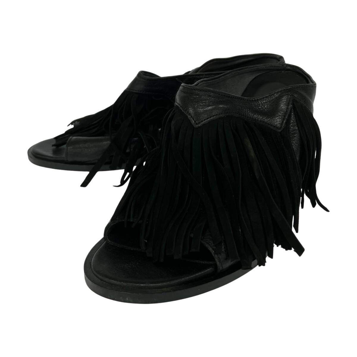 GRISE グリーズ フリンジ サンダル sizeS/ブラック拍卖