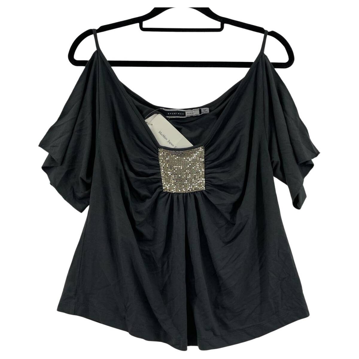 SPORTMAX CODE タグ付き スパンコール キャミソール sizeL/チャコールグレー ゆうパケットOK拍卖