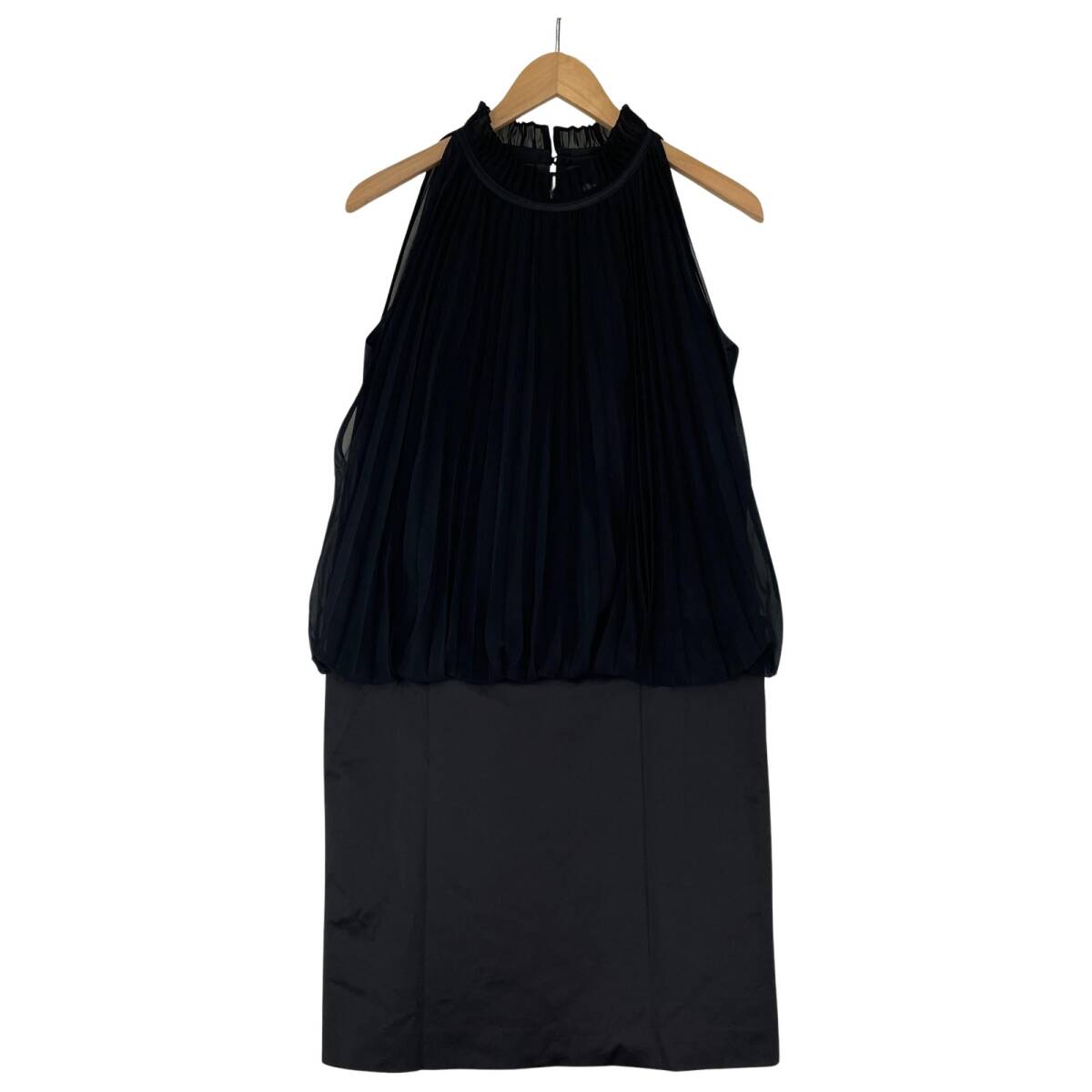 23区 プリーツ ノースリーブ ワンピース size40/ブラック拍卖