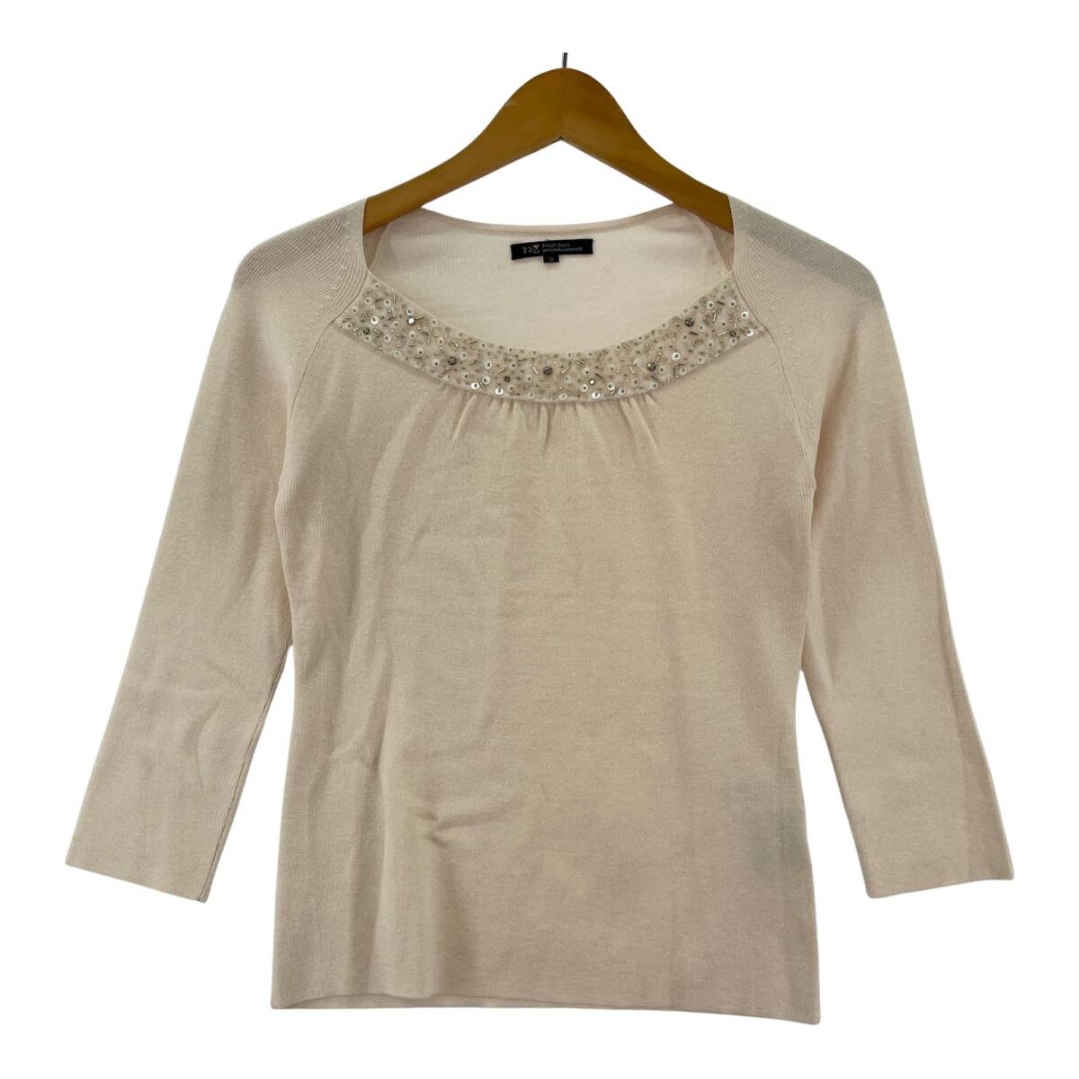 23区 Vingt-trois Arrondissements ニジュウサンク ビジュー カットソー size38/ピンク ゆうパケットOK拍卖