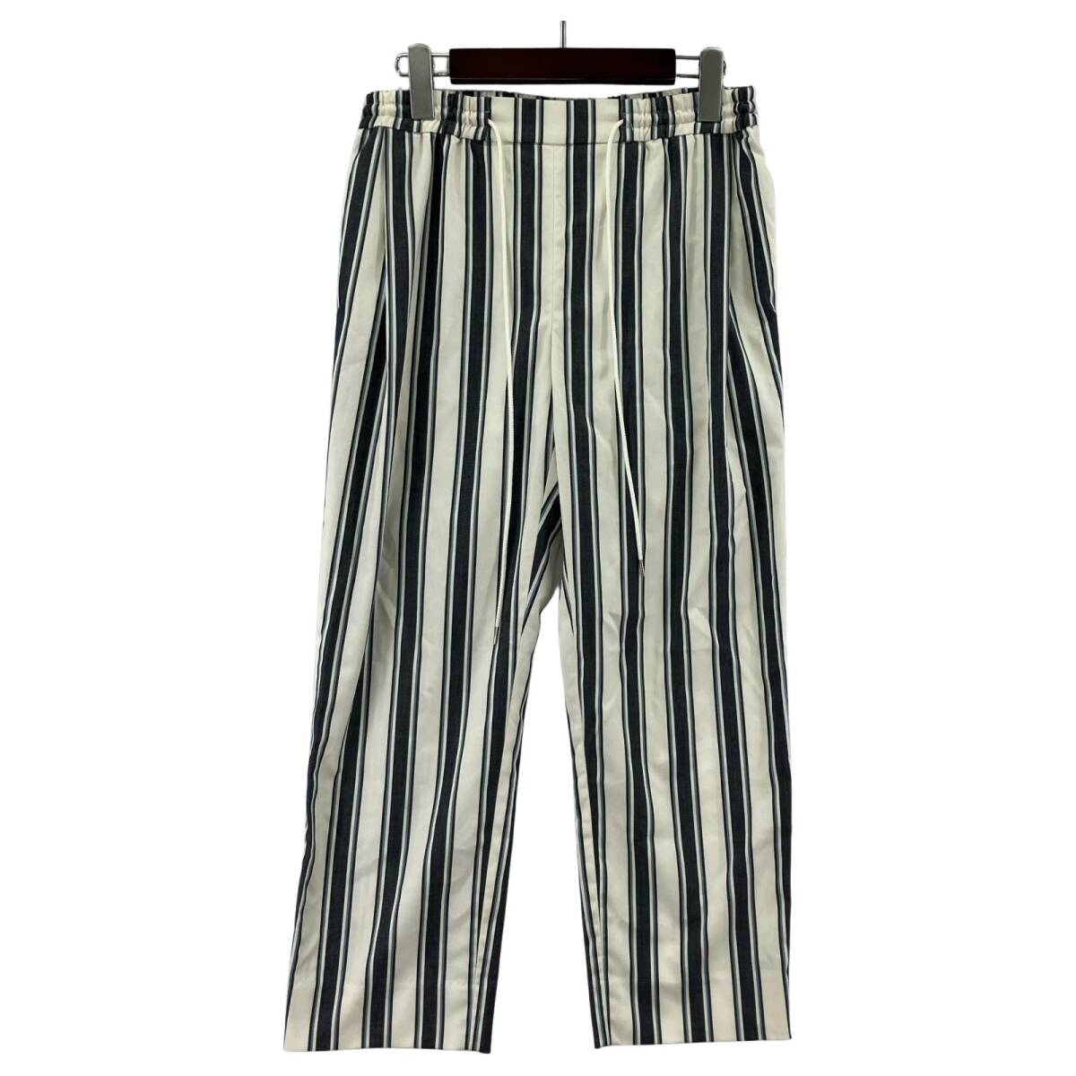 Mila Owen ミラオーウェン ストライプ クロップド丈 パンツ size0/ホワイト×ネイビー系 ゆうパケットOK拍卖
