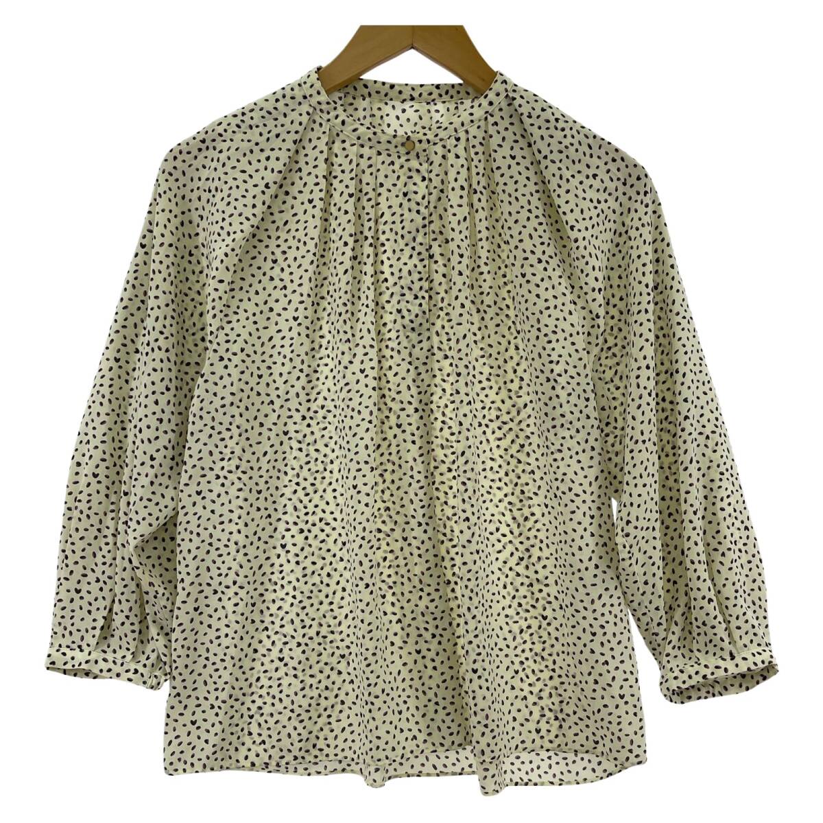 KUMIKYOKU 組曲 総柄 バンドカラー ブラウス sizeS2/アイボリー系 ゆうパケットOK拍卖