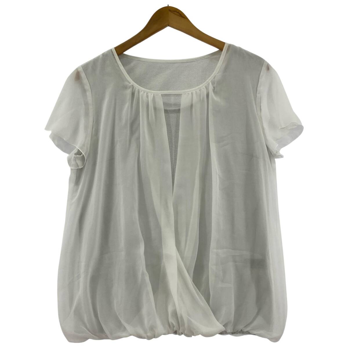 COUP DE CHANCE クードシャンス フレアスリーブ ブラウス size38/ホワイト×グレー ゆうパケットOK拍卖