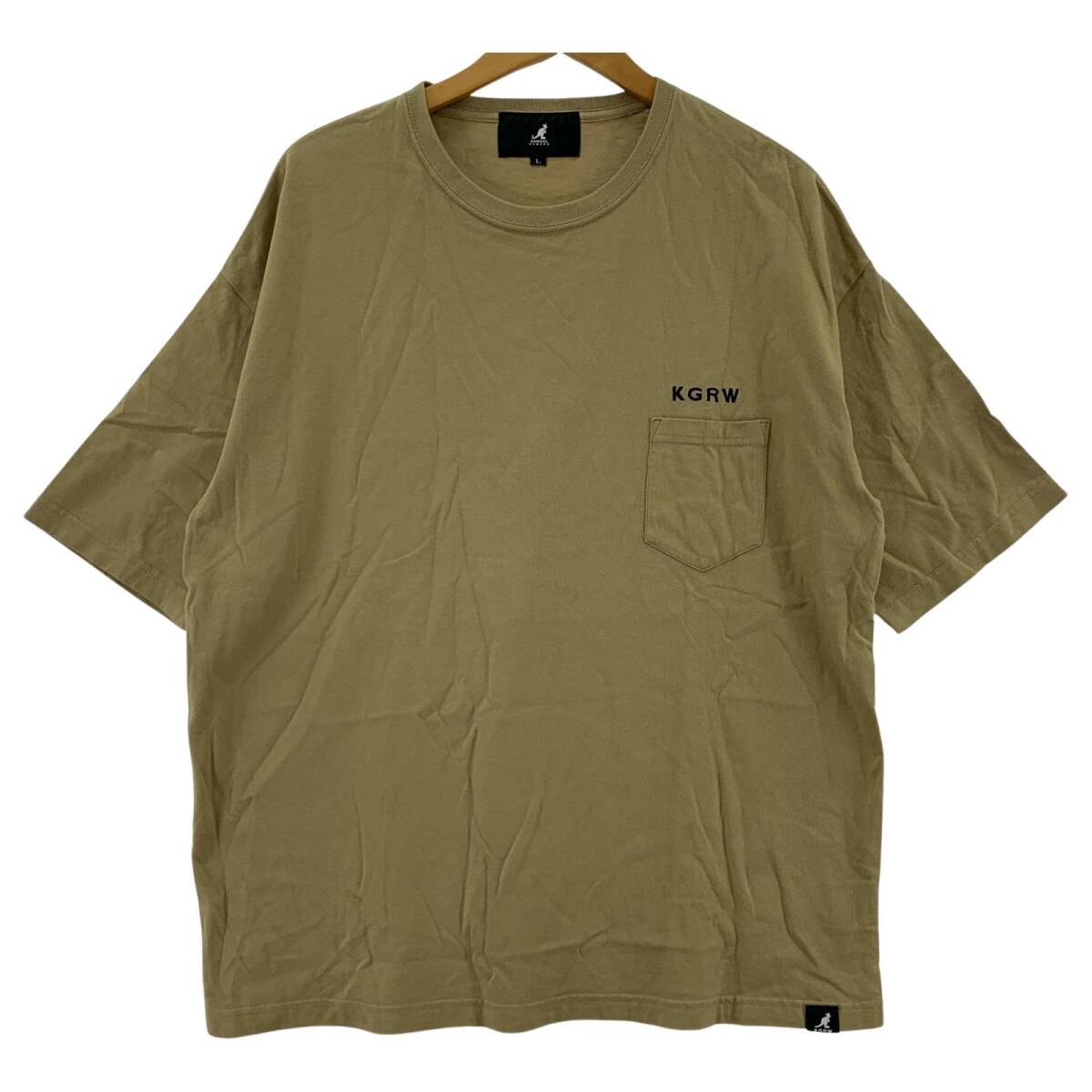 KANGOL カンゴール 胸ポケット 半袖Tシャツ sizeL/ベージュ ゆうパケットOK拍卖