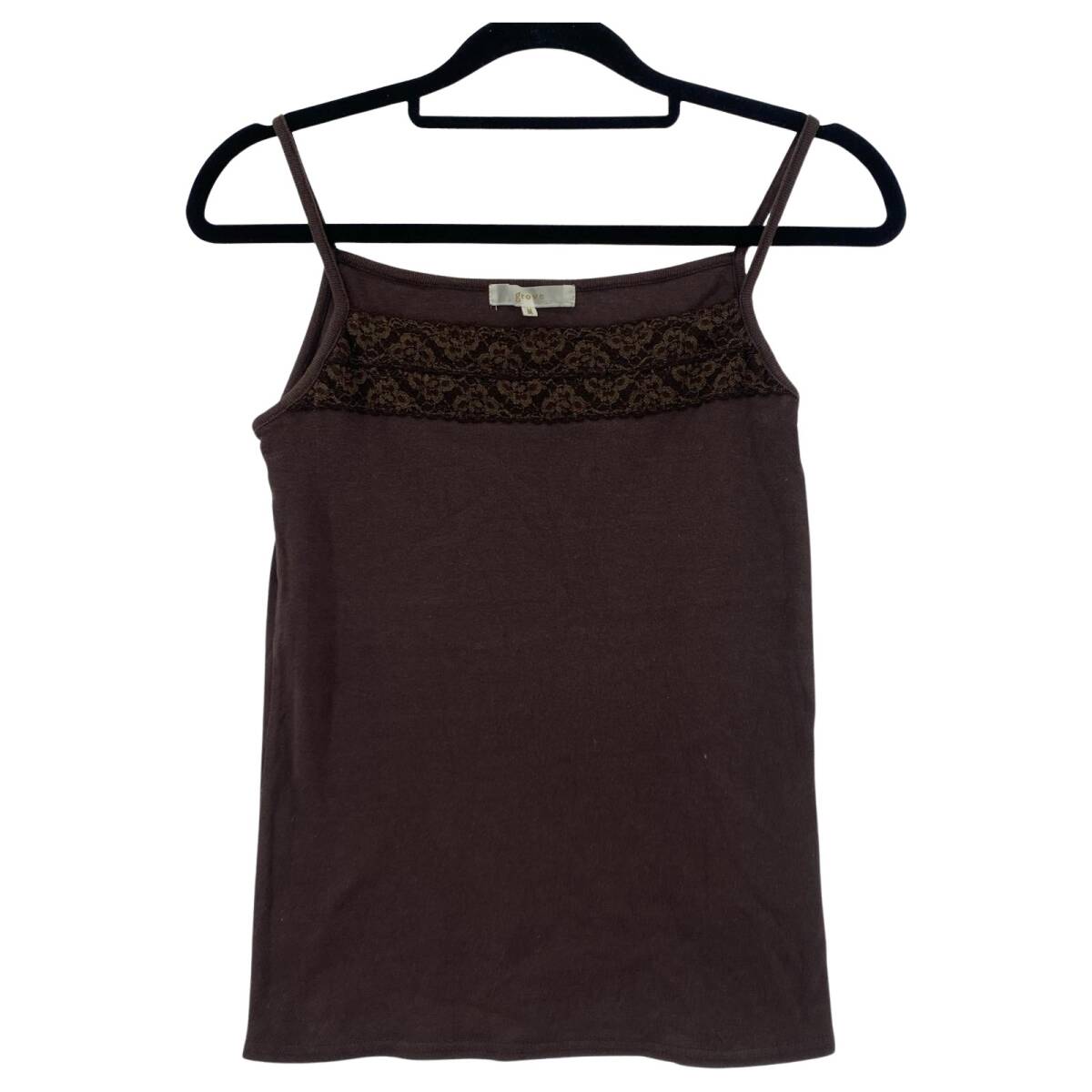 grove グローブ レース キャミソール sizeM/ブラウン ゆうパケットOK拍卖
