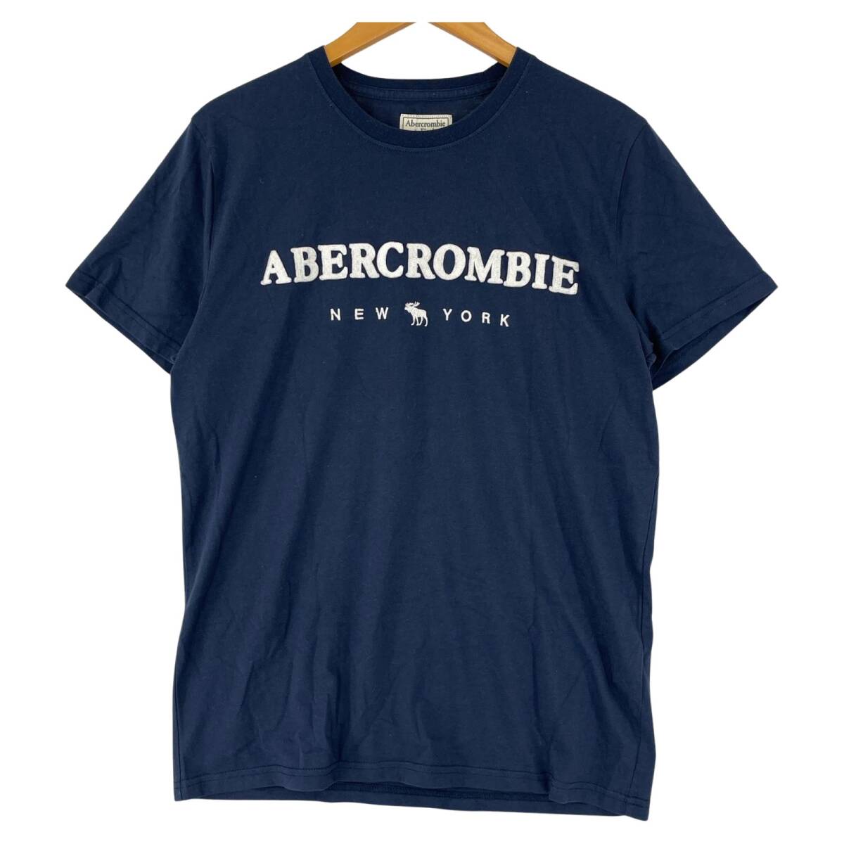 Abercrombie & Fitch アバクロンビー&フィッチ ロゴ 半袖Tシャツ sizeS/ネイビー ゆうパケットOK拍卖