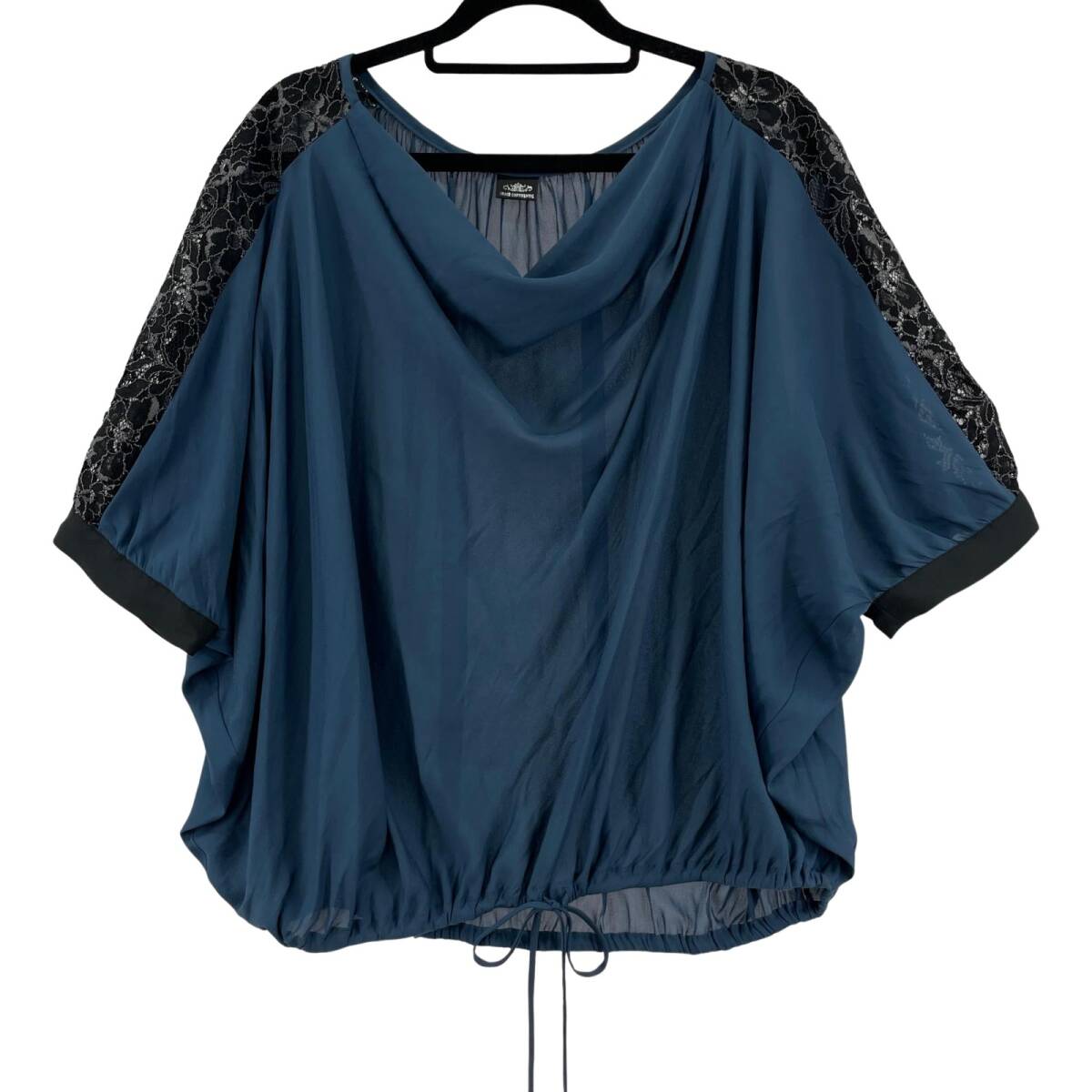 GRACE CONTINENTAL グレースコンチネンタル レースドッキン ブラウス size36/ネイビーブルー ゆうパケットOK拍卖