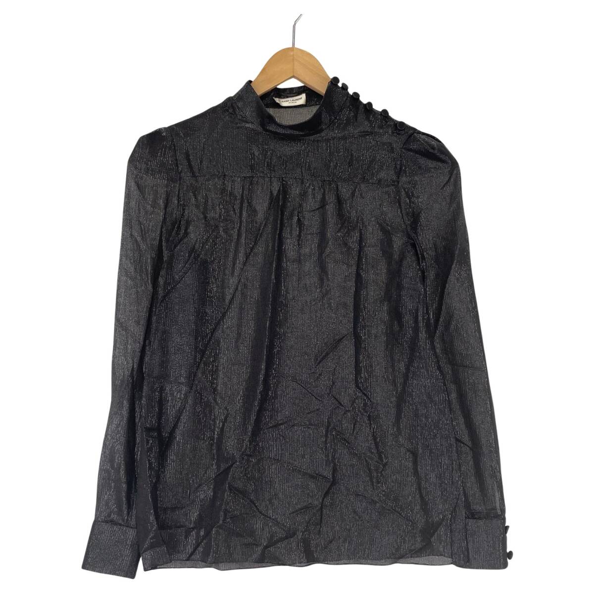 SAINT LAURENT サンローラン シアー カットソー size表記なし/ブラック ゆうパケットOK拍卖