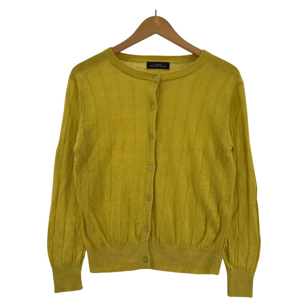 green label relaxingグリーンレーベルリラクシング ユナイテッドアローズ リネン カーディガン size表記なし/イエロー ゆうパケットOK拍卖