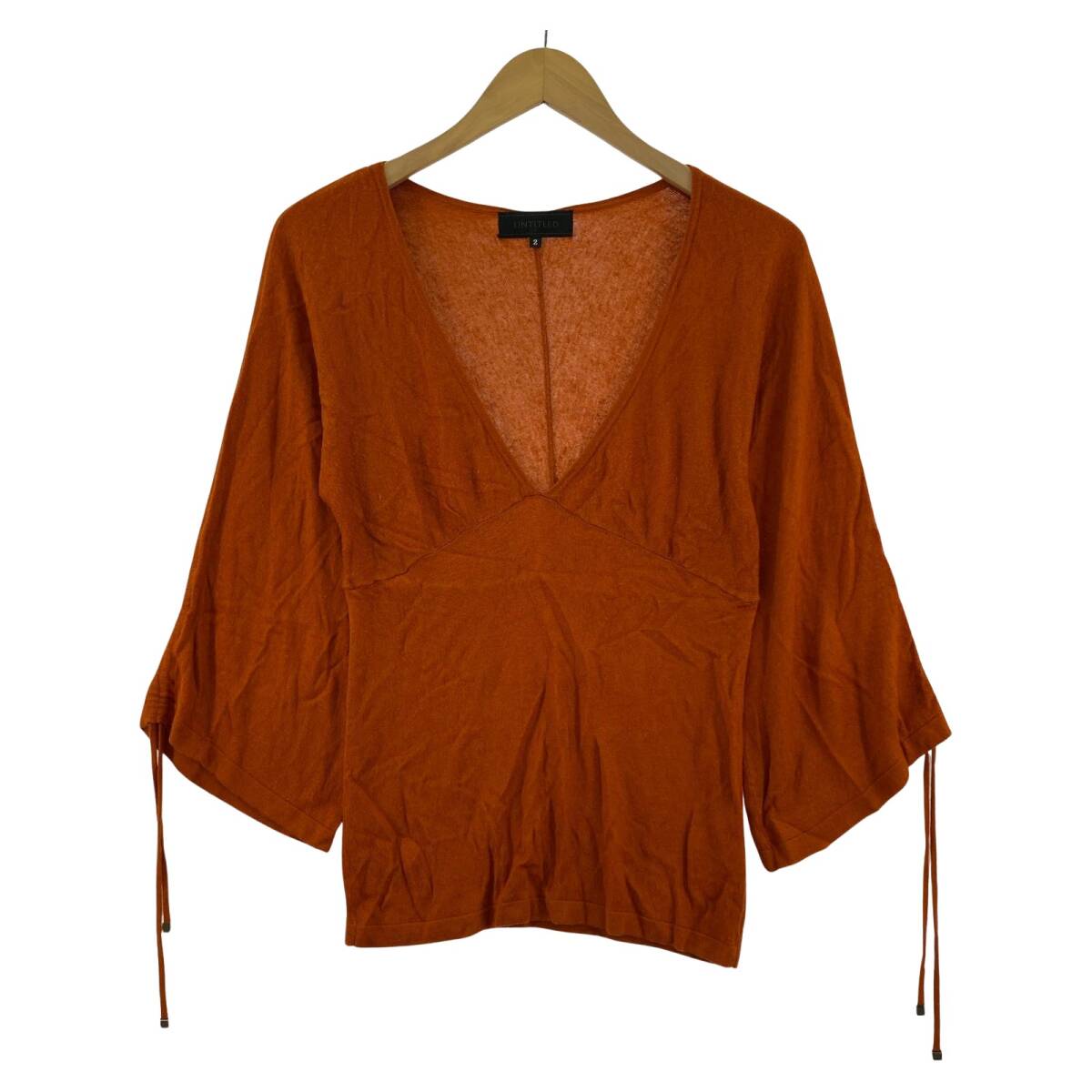 UNTITLED アンタイトル ドロストスリーブ Vネック カットソー size2/オレンジ系 ゆうパケットOK拍卖