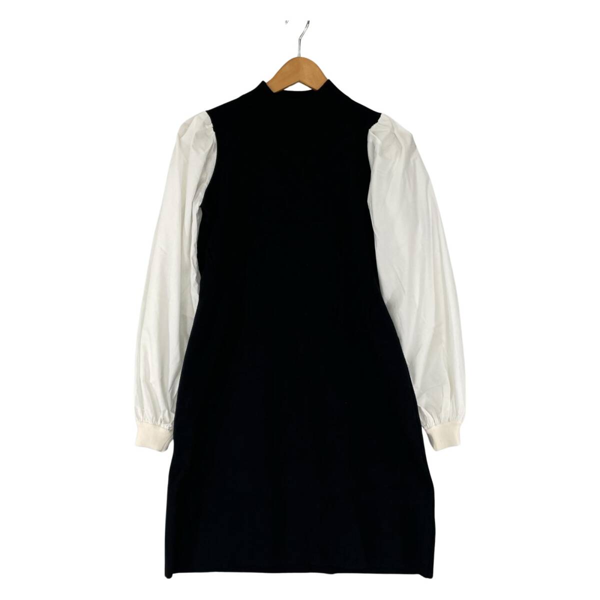 FREE'S MART フリーズ マート 異素材切替 モックネック ワンピース sizeFR/ブラック×ホワイト拍卖