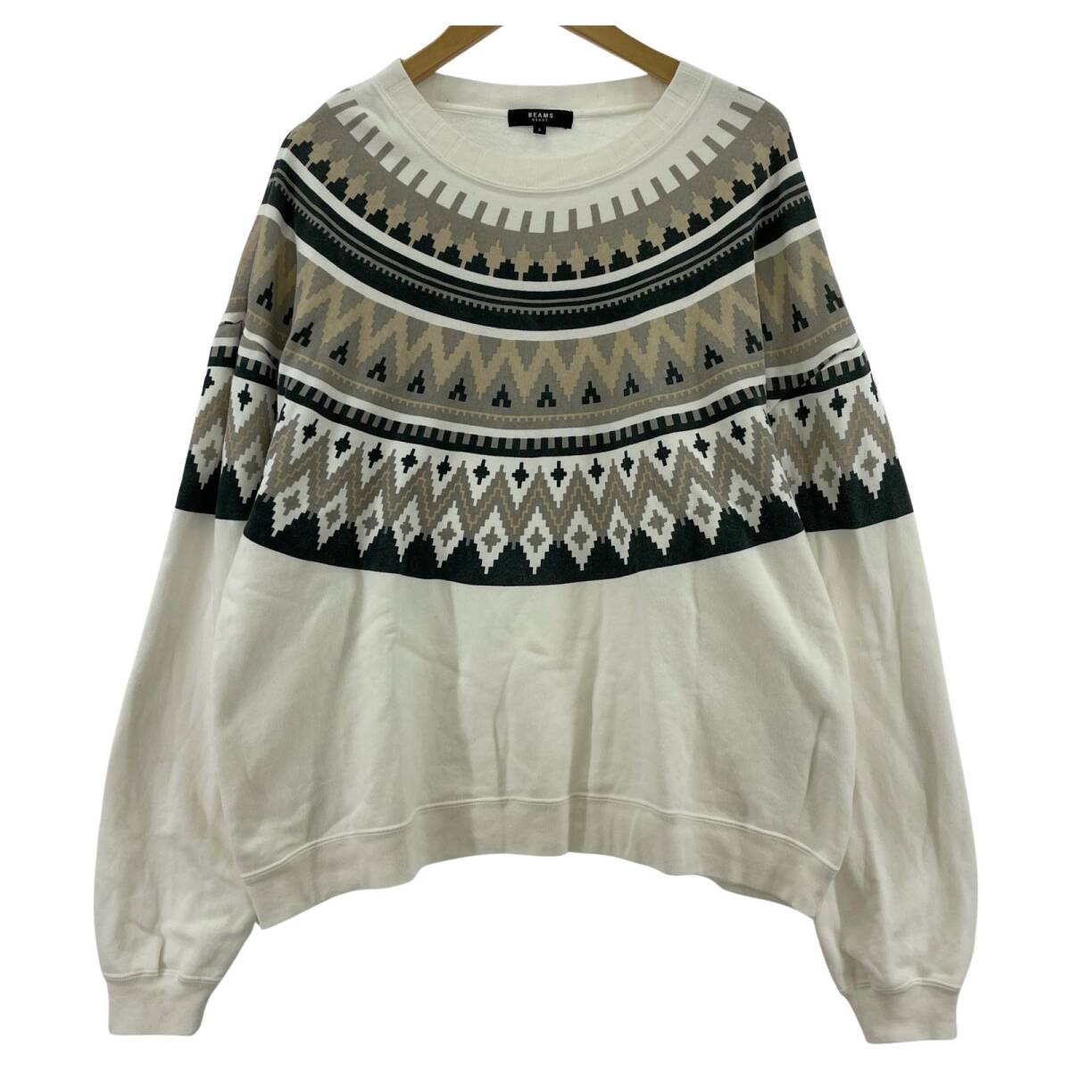 BEAMS HEART ビームスハート プリント スウェット sizeL/ホワイト拍卖