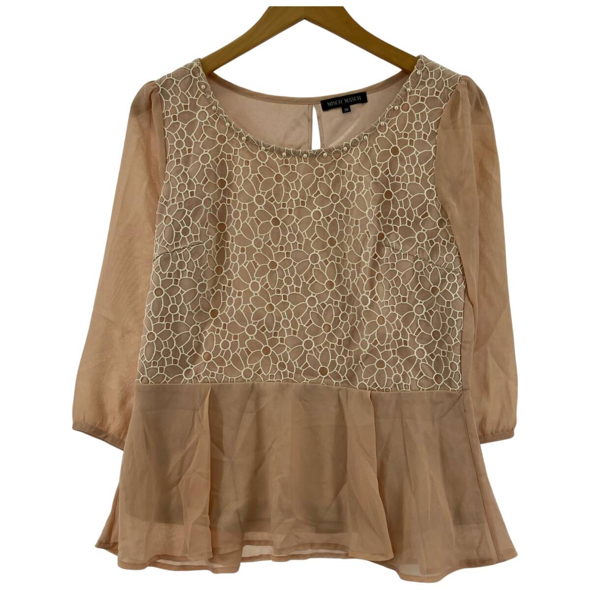 MISCH MASCH ミッシュマッシュ シアースリーブ チュニック size38/サーモンピンク ゆうパケットOK拍卖
