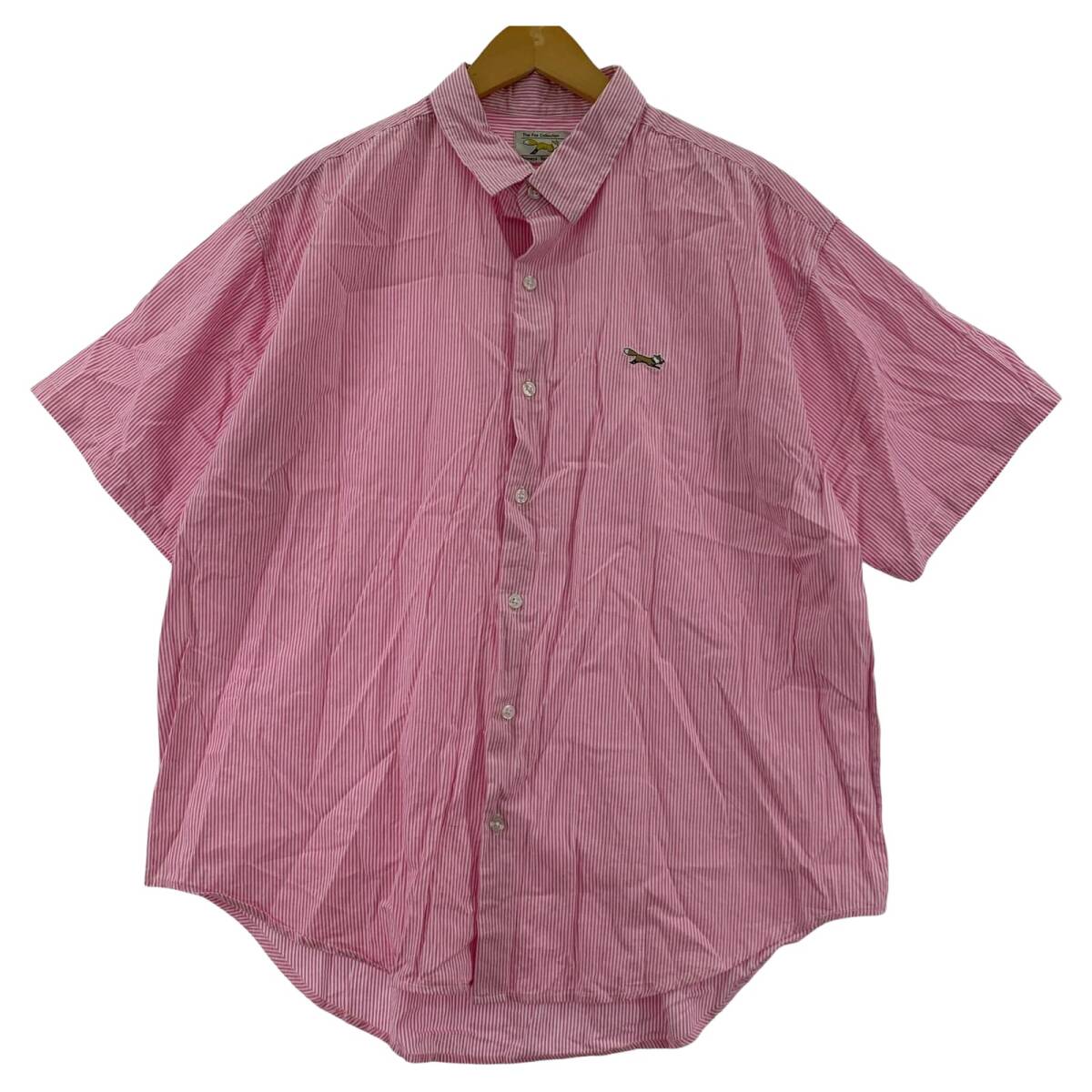 The Fox Collection フォックスコレクション ストライプ 半袖シャツ sizeL/ピンク×ホワイト ゆうパケットOK拍卖