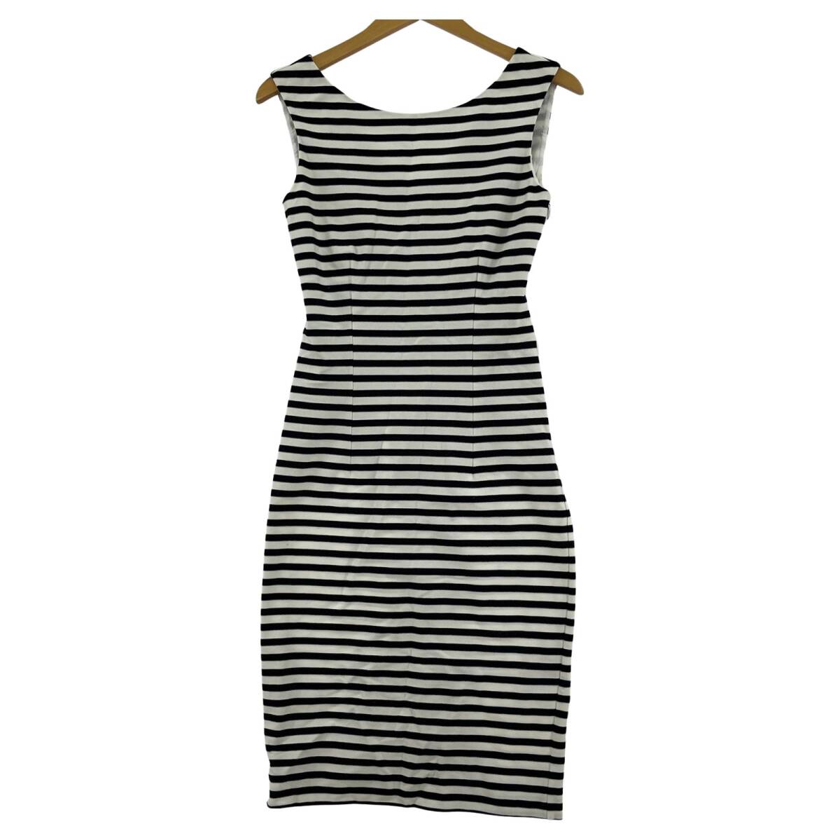 MAX MARA マックスマーラ ボーダー ノースリーブ タイト ワンピース size38/ホワイト×ブラック拍卖